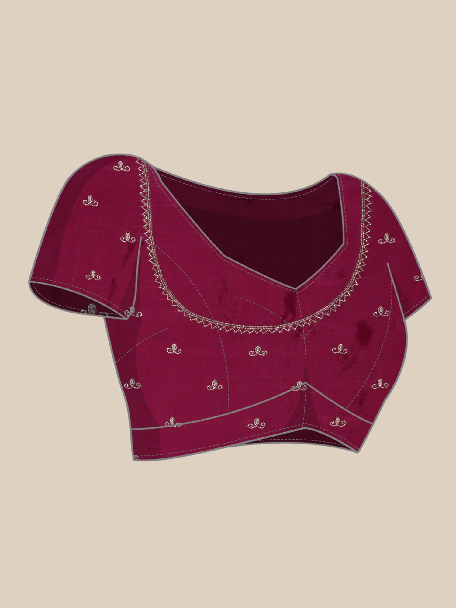 Purple Crepe Hand Embroidery Saree - Image 6