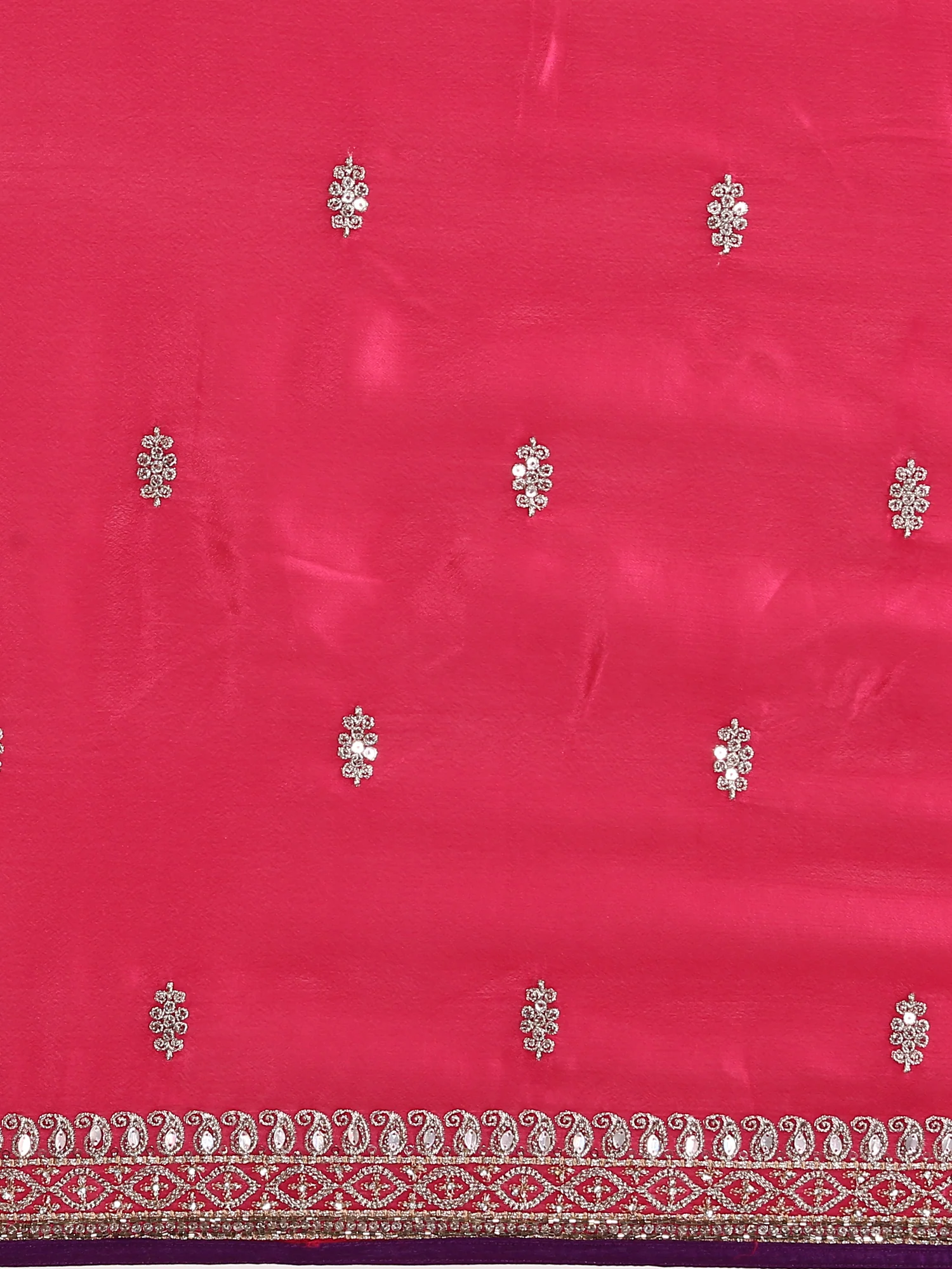Purple Crepe Zari Embroidery Saree With Readymade Blouse - Image 6