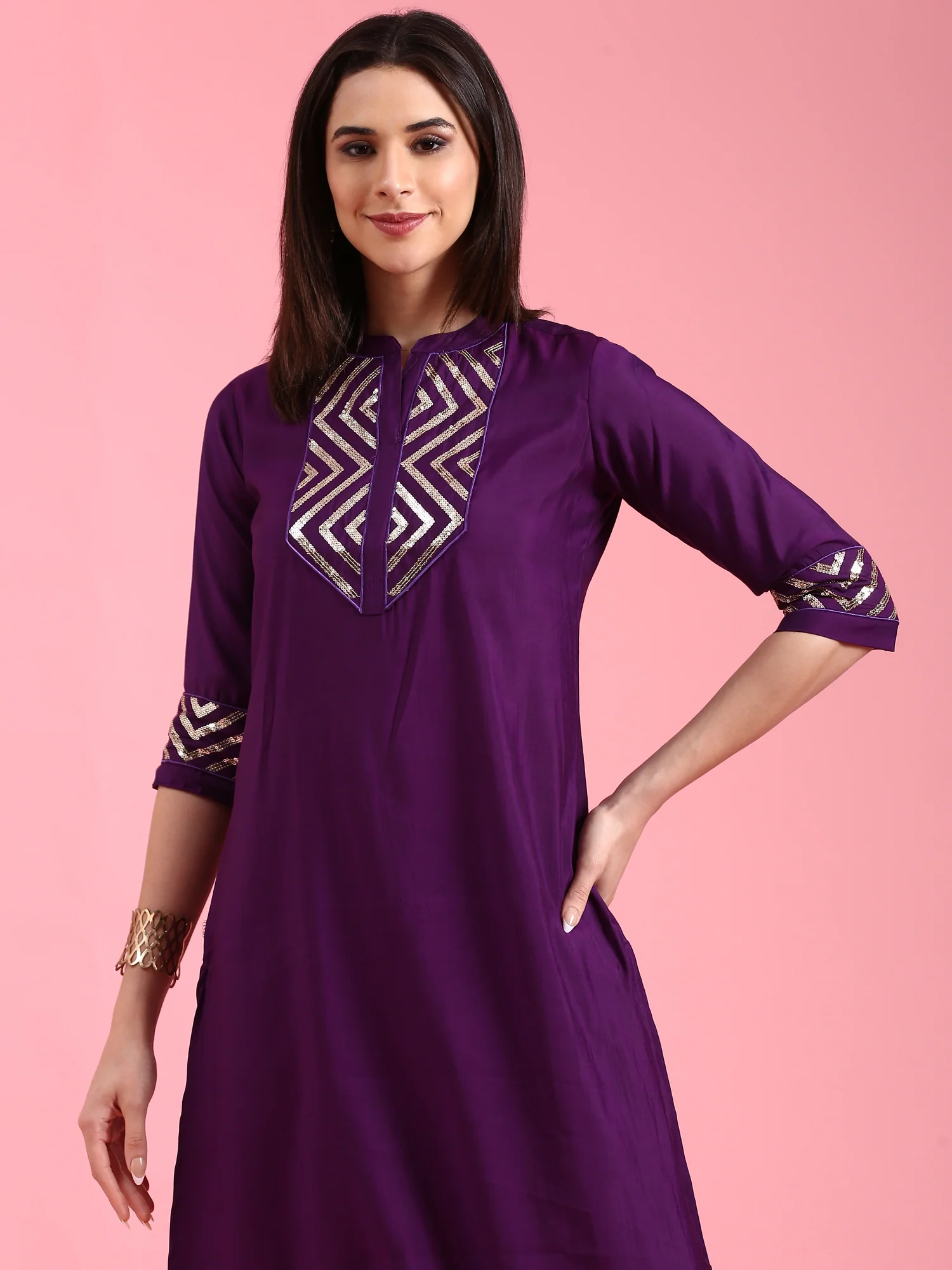 Purple Dola Silk Two Piece Set - Image 5