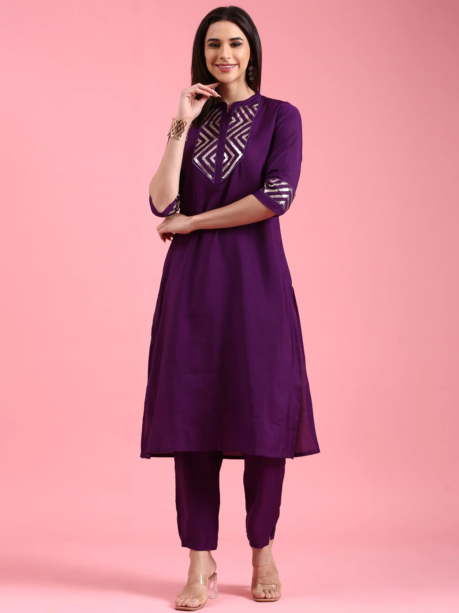Purple Dola Silk Two Piece Set - Image 6