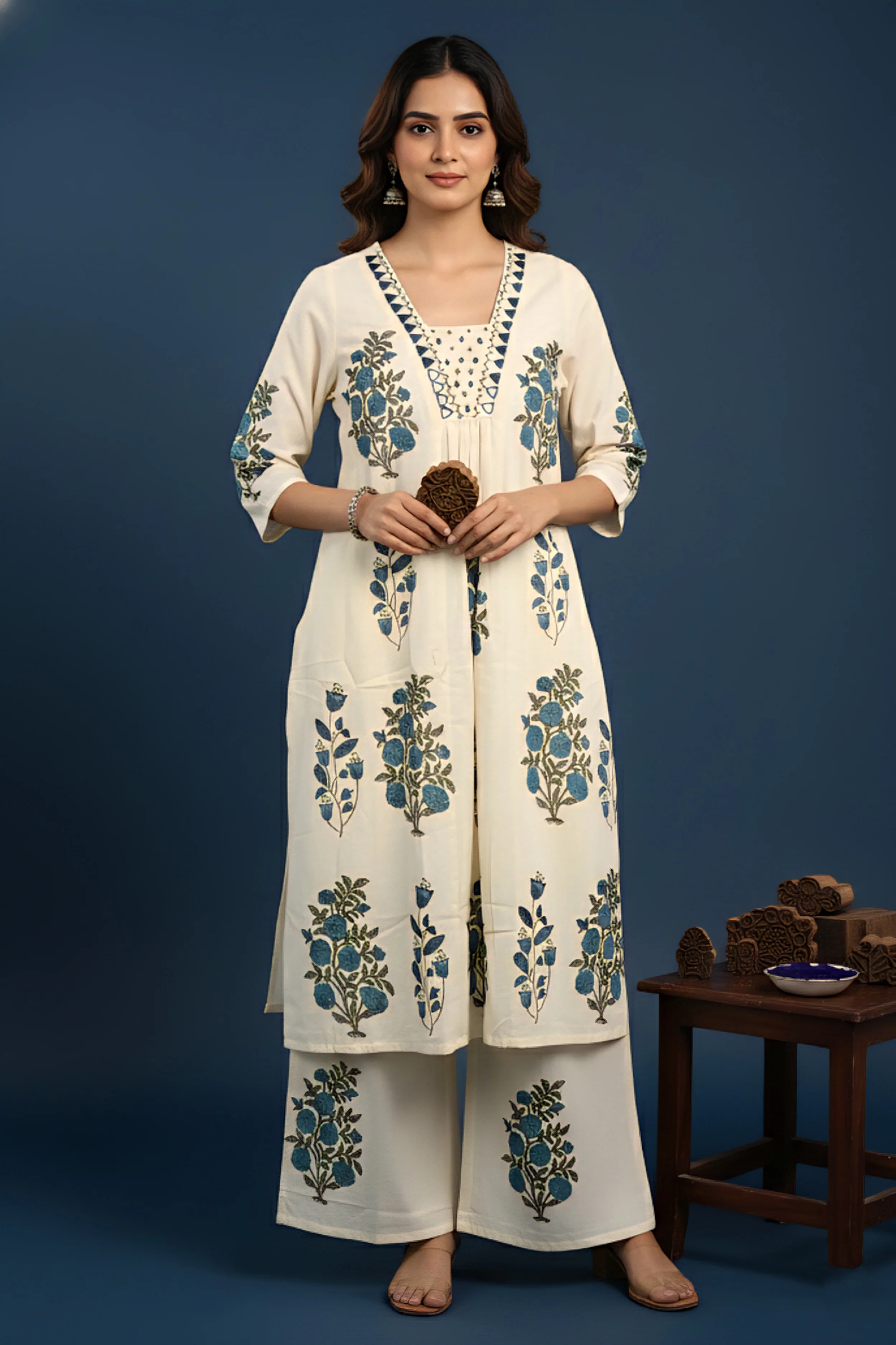 Rama Cotton Floral Digital Print Two Piece Set