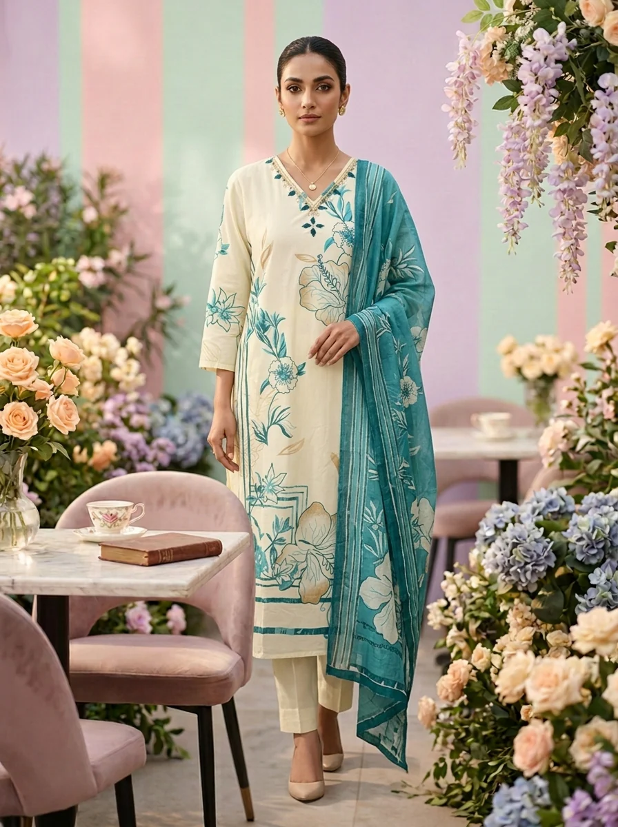 Rama Cotton Floral Printed Three Piece Set
