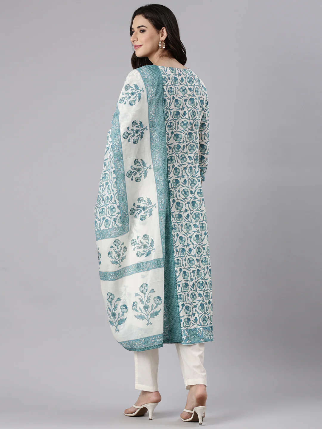 Rama Cotton Printed Anarkali Three Piece Set - Image 3