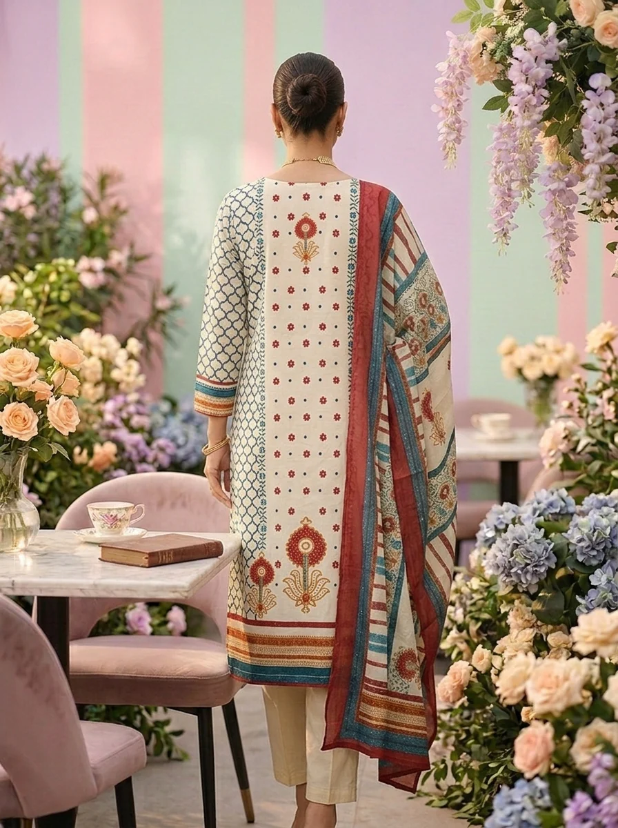 Rama Cotton Printed Three Piece Set - Image 2