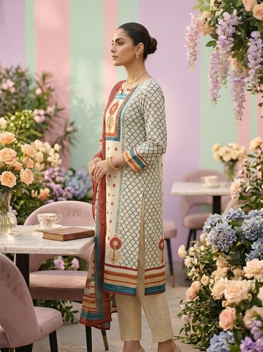 Rama Cotton Printed Three Piece Set - Image 3