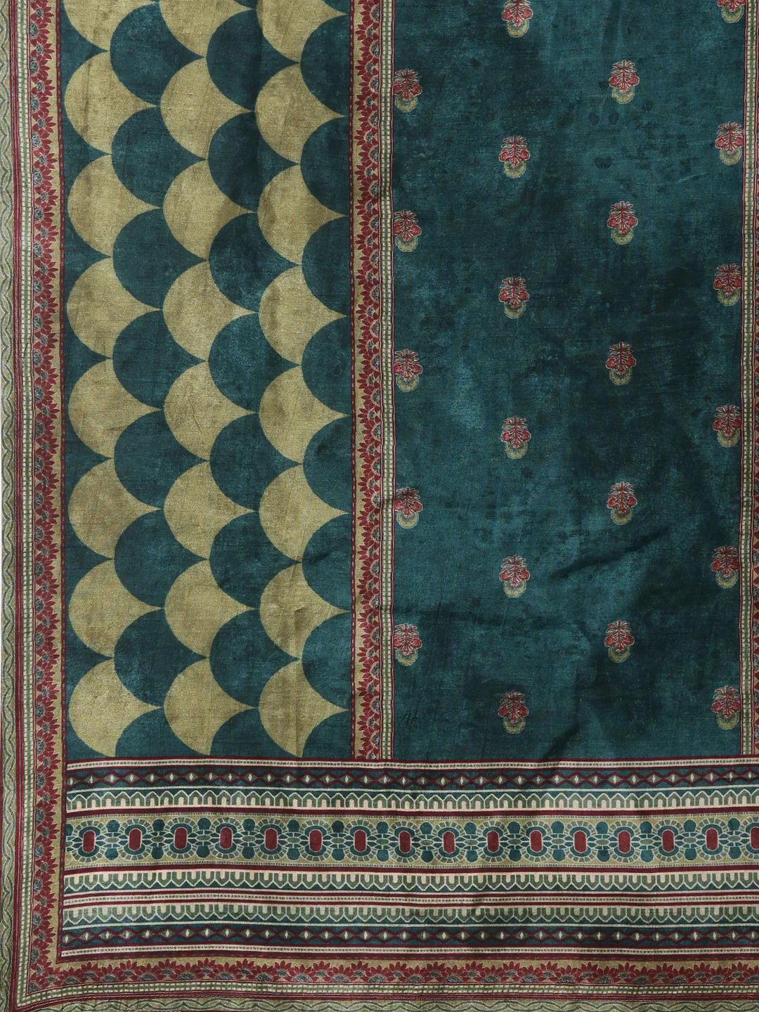 Rama Green Modal Chanderi Ajrakh Print Three Piece Set - Image 7