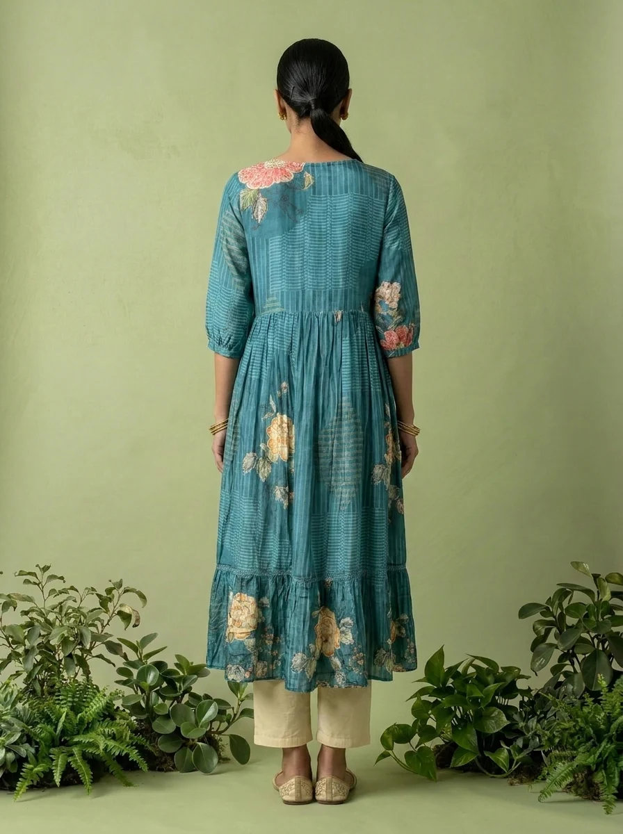 Rama Muslin Floral Printed Kurta - Image 3