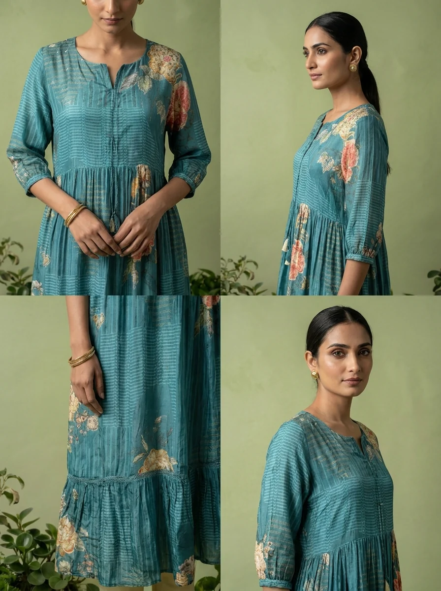 Rama Muslin Floral Printed Kurta - Image 5