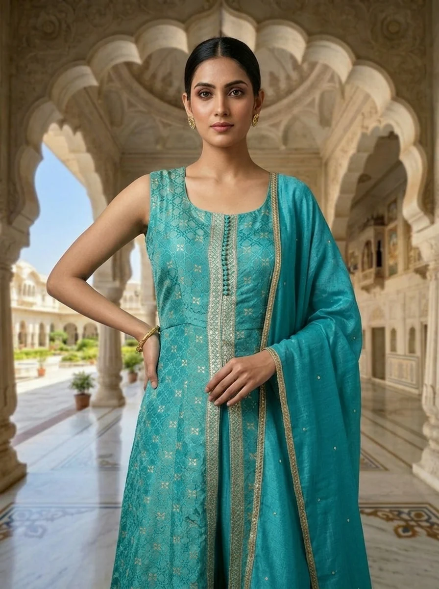 Rama Tissue Sequins Embroidery Three Piece Set - Image 3