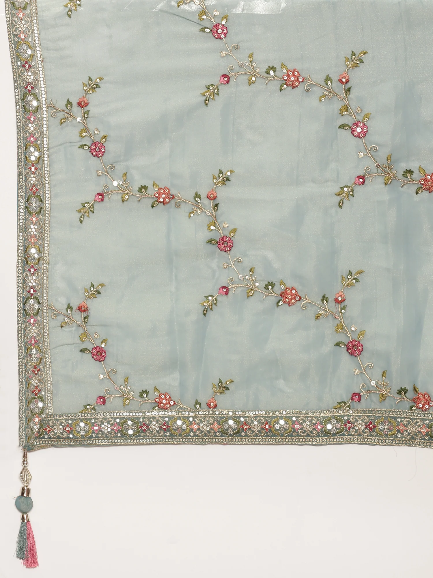 Rama Tissue Silk Ghagra Set With Embroiderey - Image 9