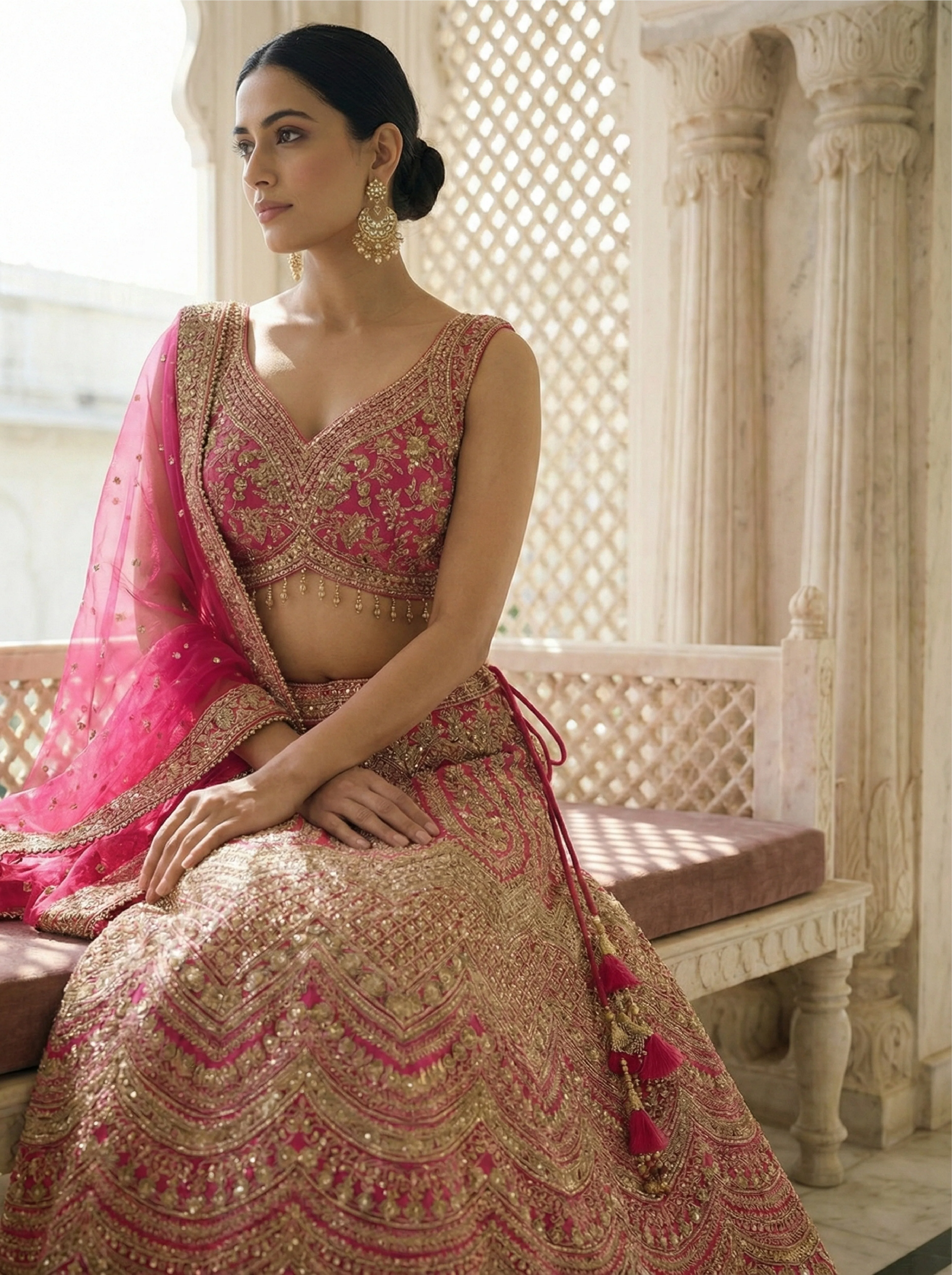 Rani Net Heavy Zari Embroidery Ghagra Set - Image 3