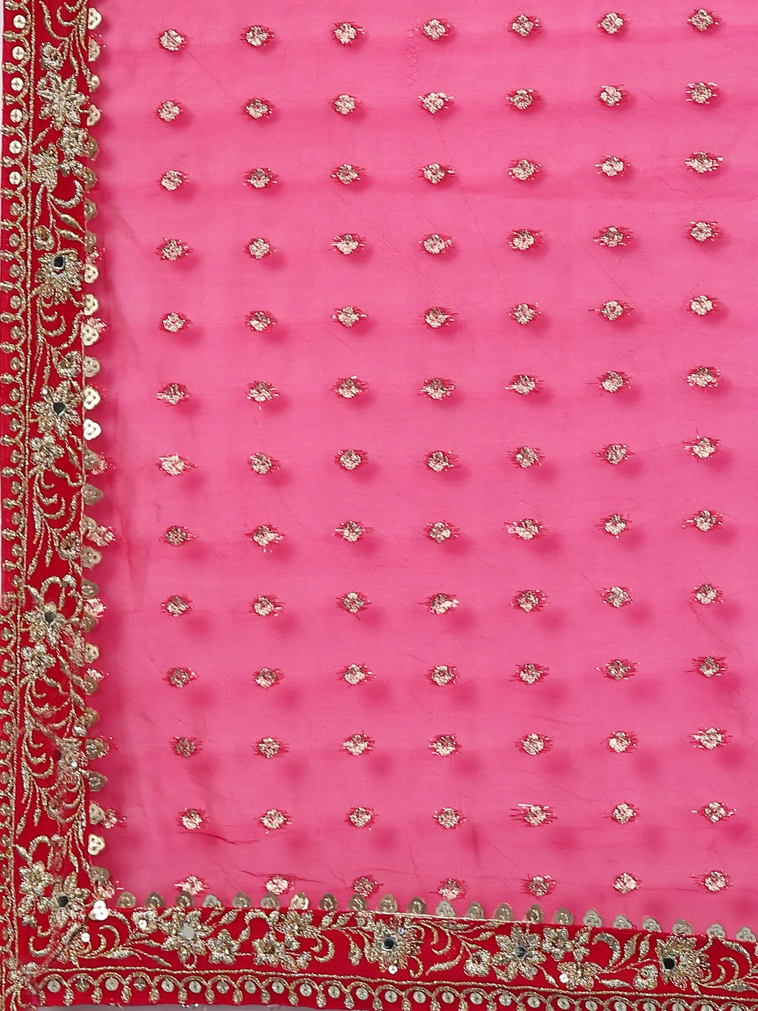 Rani Pink Banaras Silk Digital Print With Embroidery Ghagra Set - Image 7