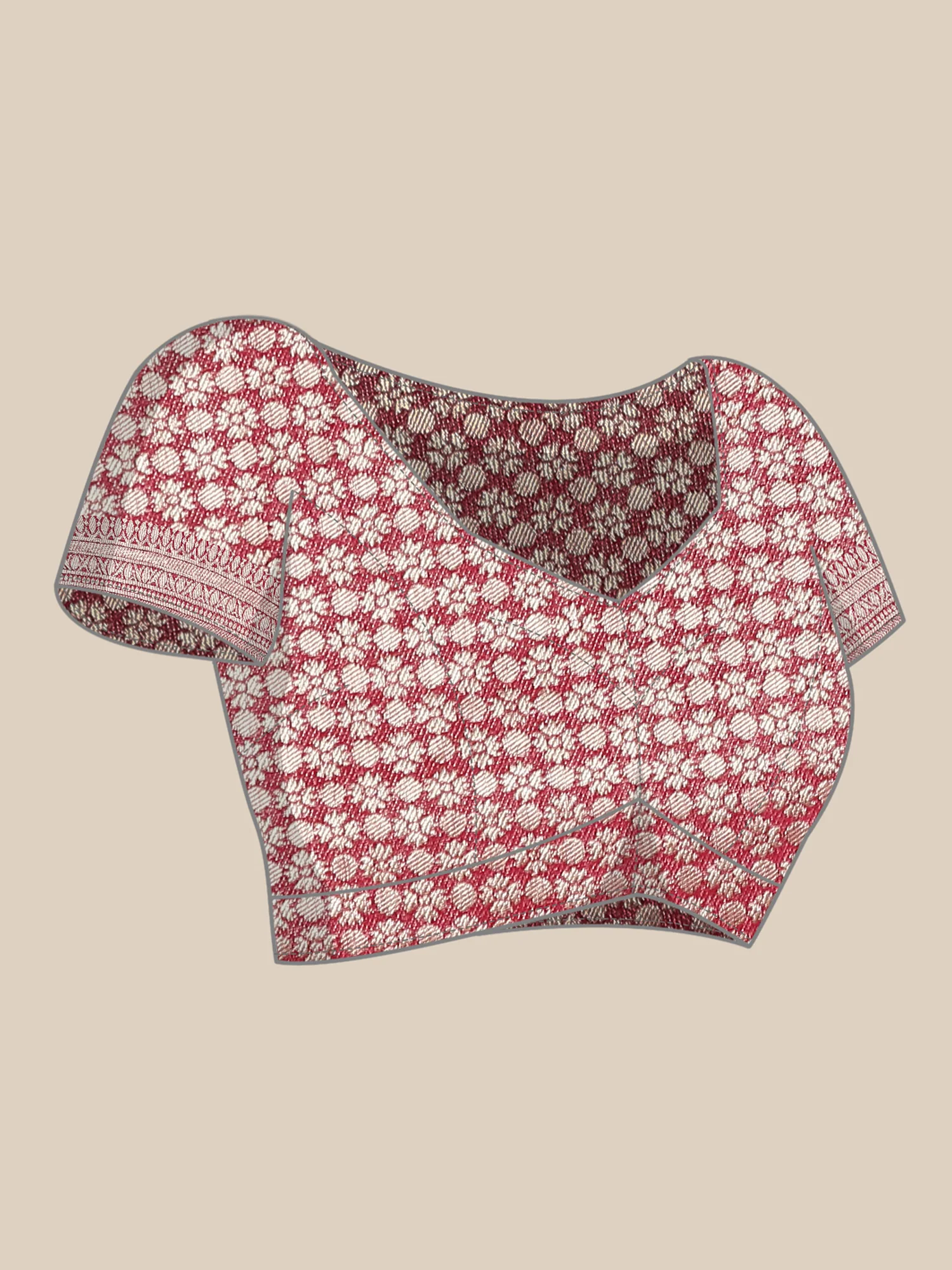 Rani Pink Banaras Weaved Saree - Image 6