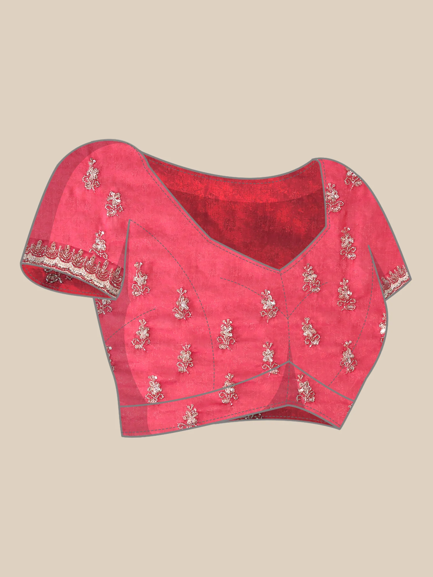Rani Pink Jacquard Zari Embroidery Saree - Image 7
