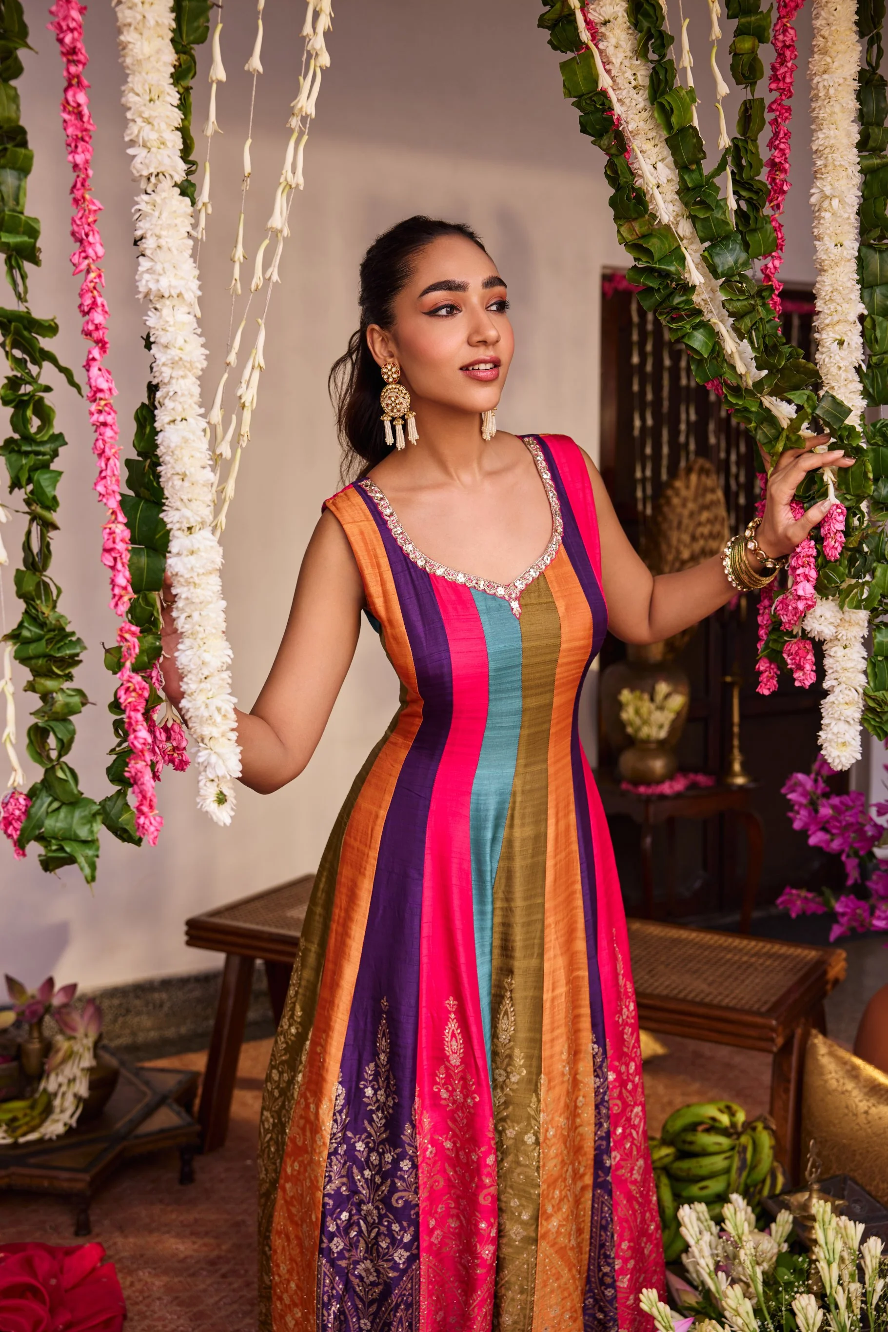 Multi Color Silk Anarkali Three Piece Set - Image 3