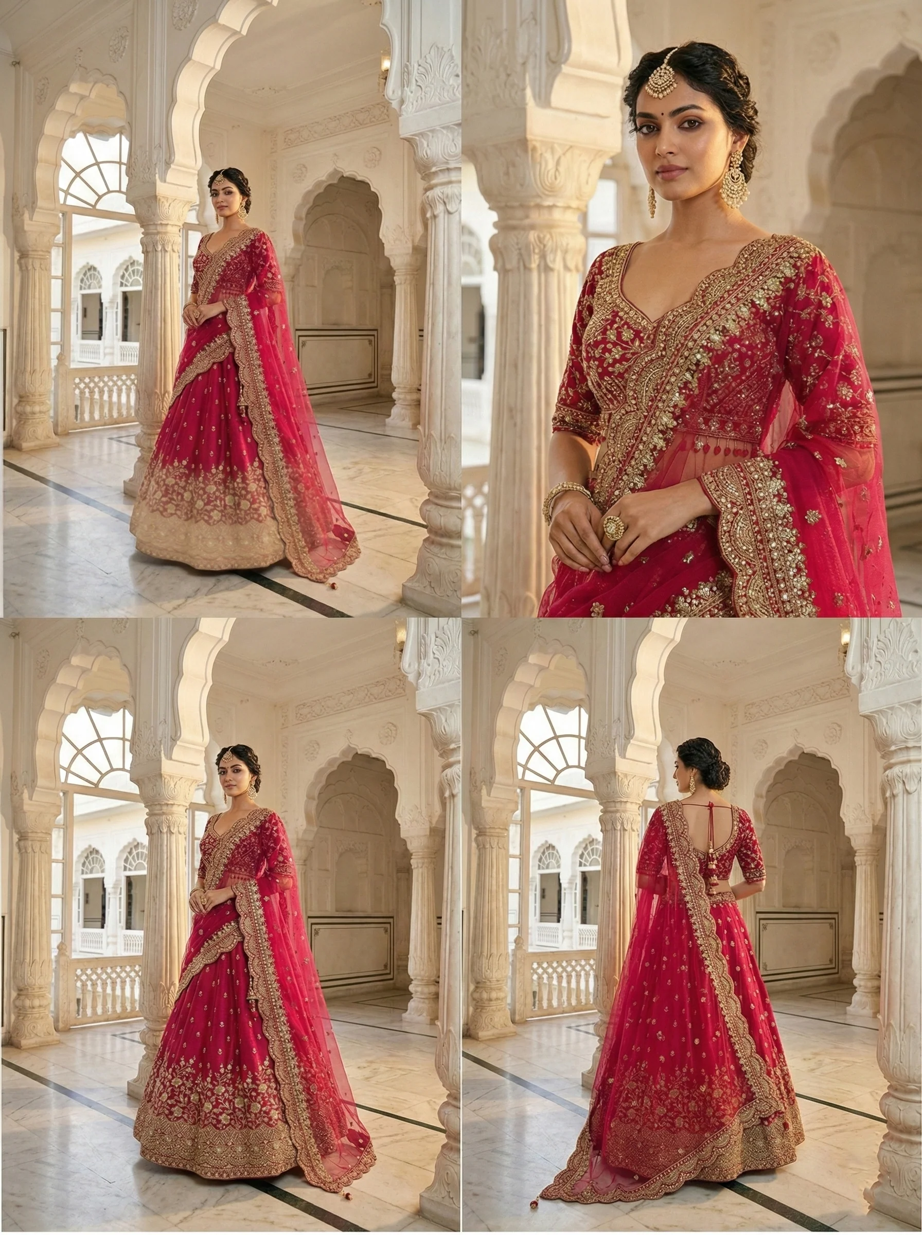 Rani Pink Silk Hand Embroidered Ghagra Set - Image 3