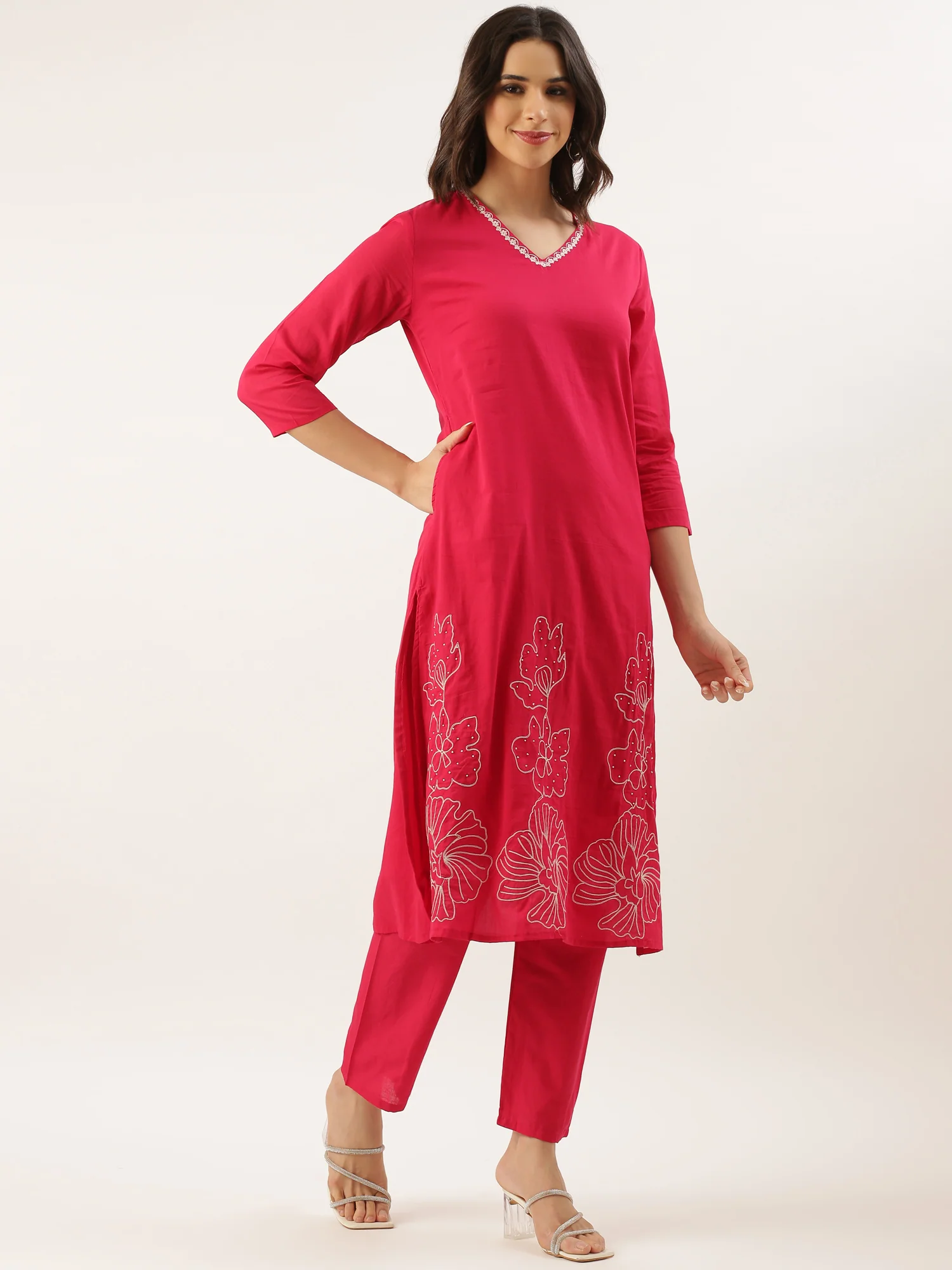Rani Rayon Embroidery Three Piece Suit Set - Image 2