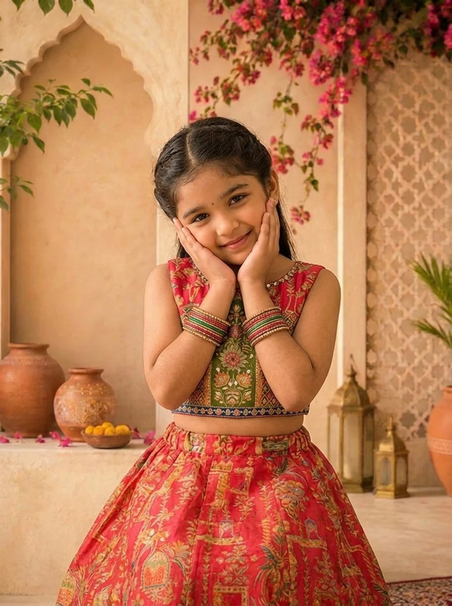 Rani Silk Ethnic Printed Ghagra Set - Image 4