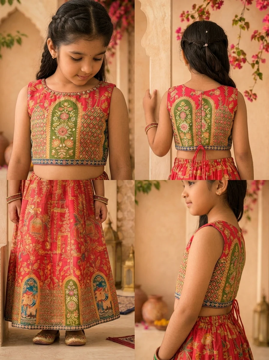 Rani Silk Ethnic Printed Ghagra Set - Image 5