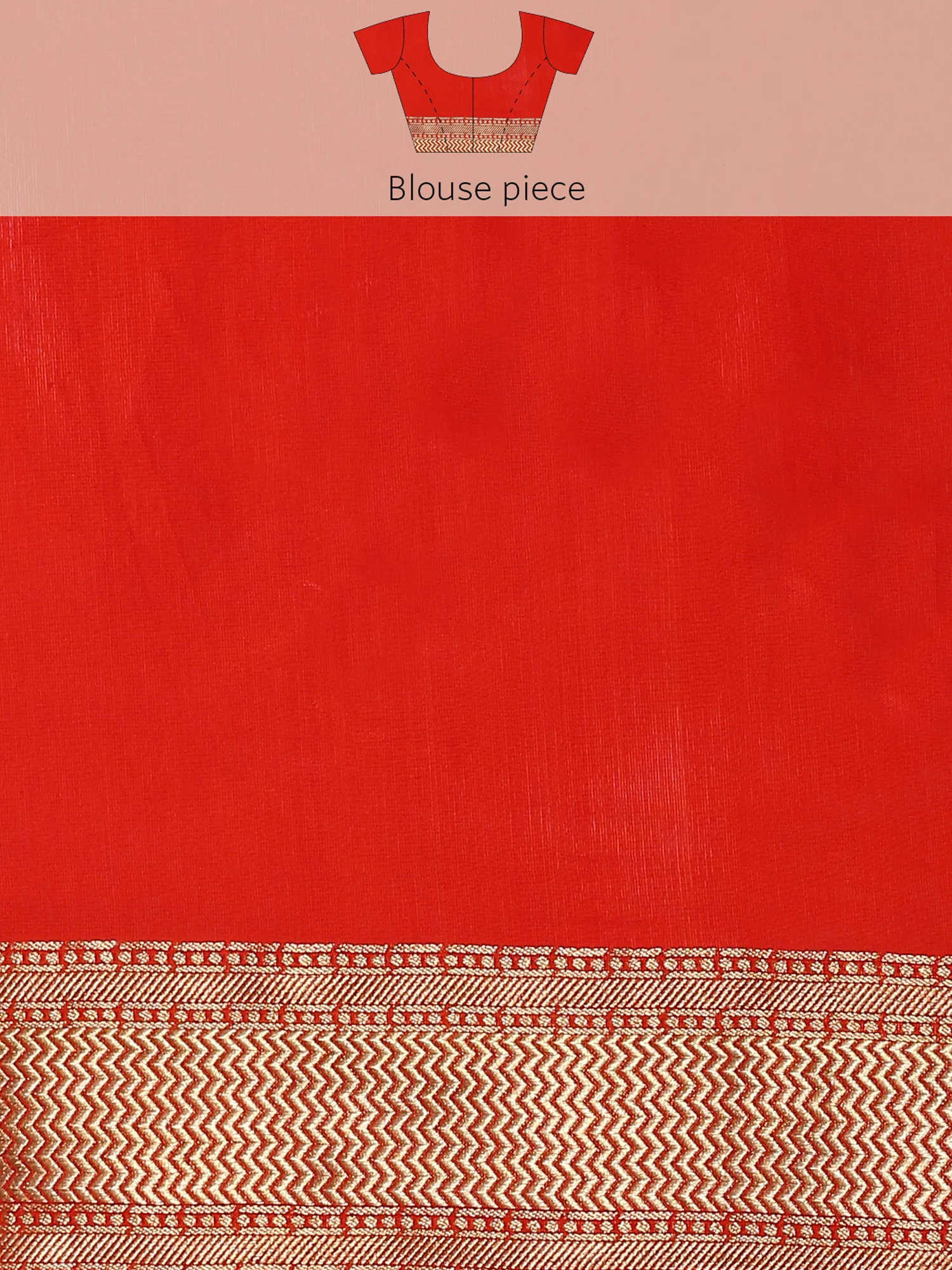 Red and gold silk saree with peacock booti pallu - Image 9