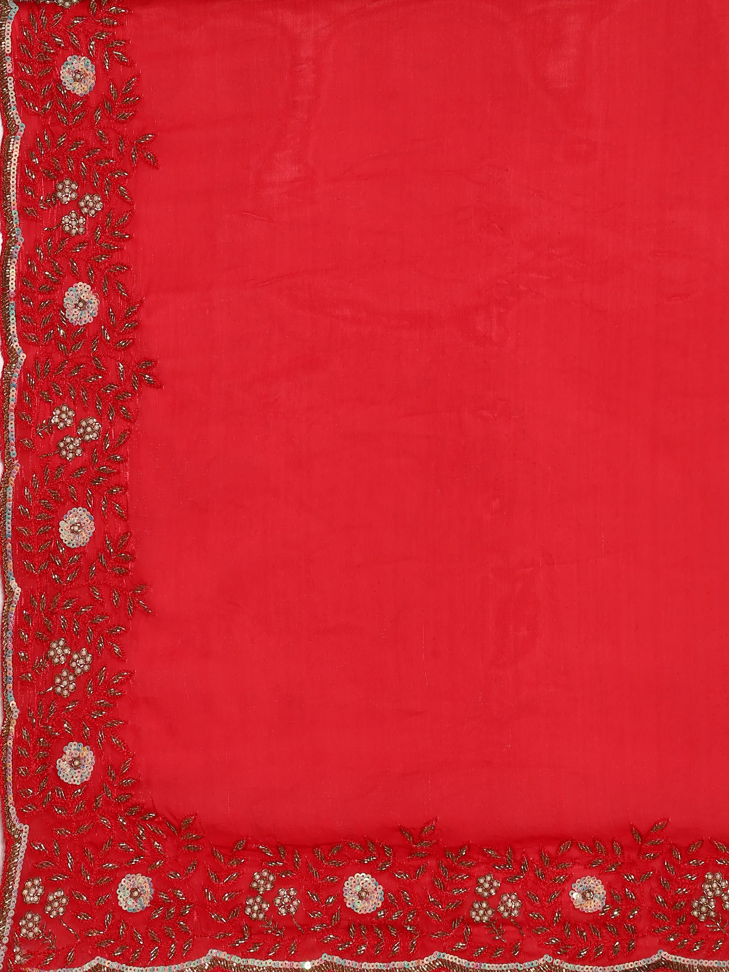 Red jimmy saree with stones and Swarovski hand embroidery - Image 5
