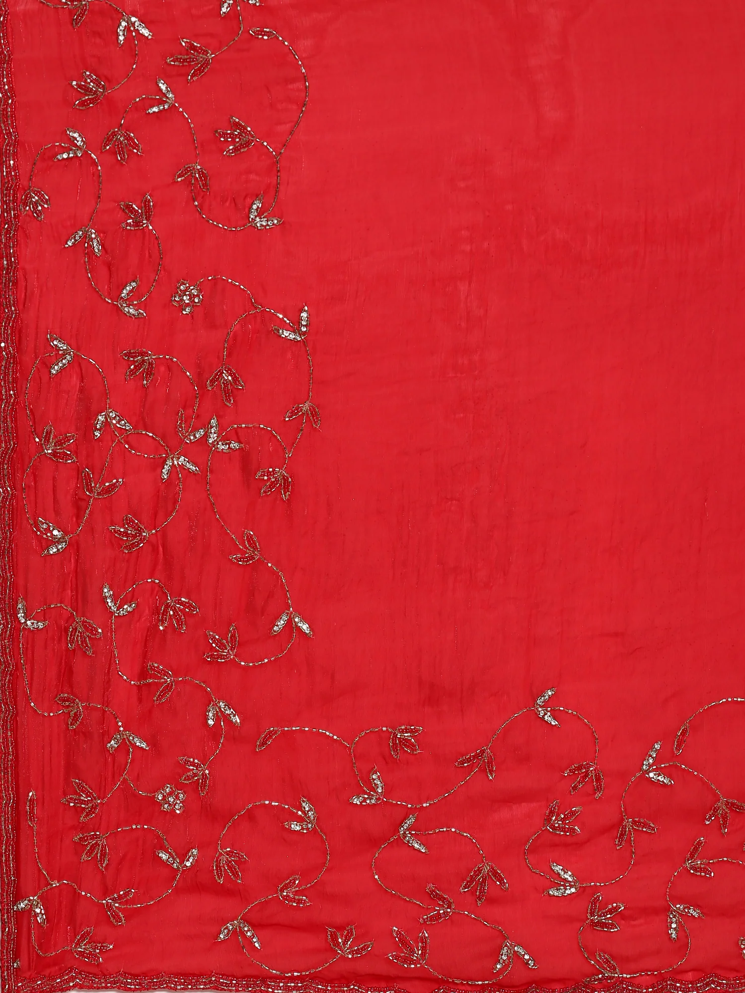 Red pink Jimmy saree with cut dana & Swarovski hand embroidery - Image 5
