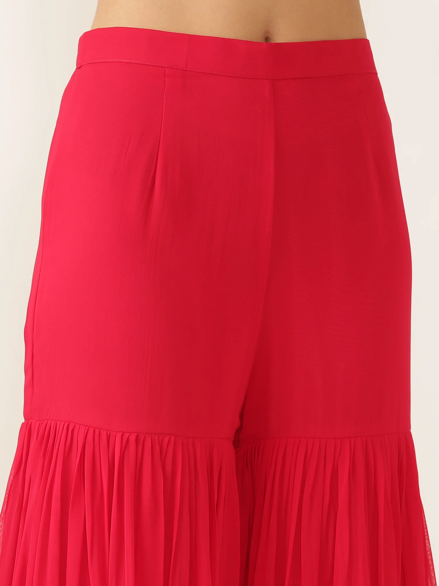 Red Printed Georgette Peplum - Image 8