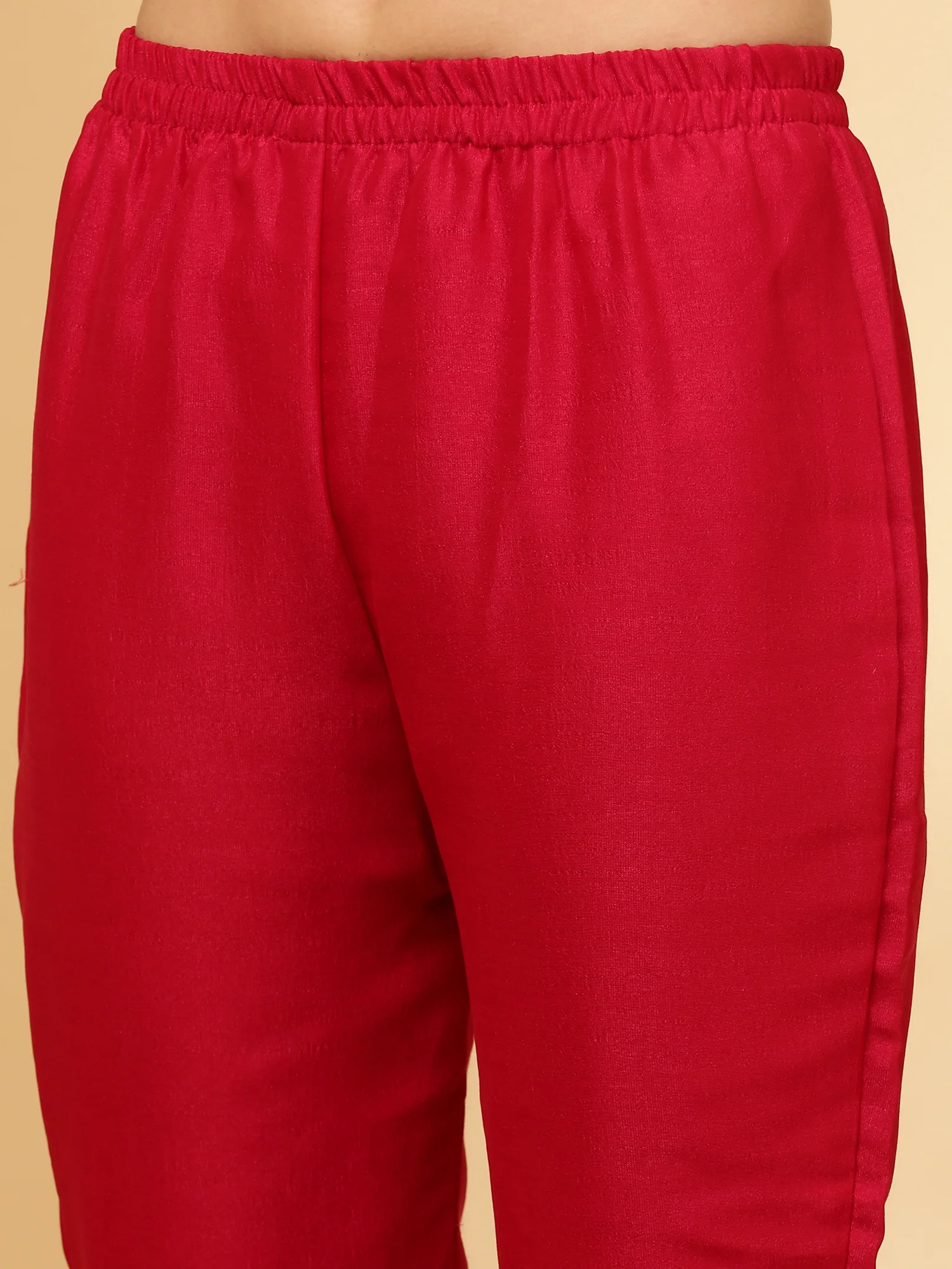 Red Vichitra Silk Three Piece Set - Image 6