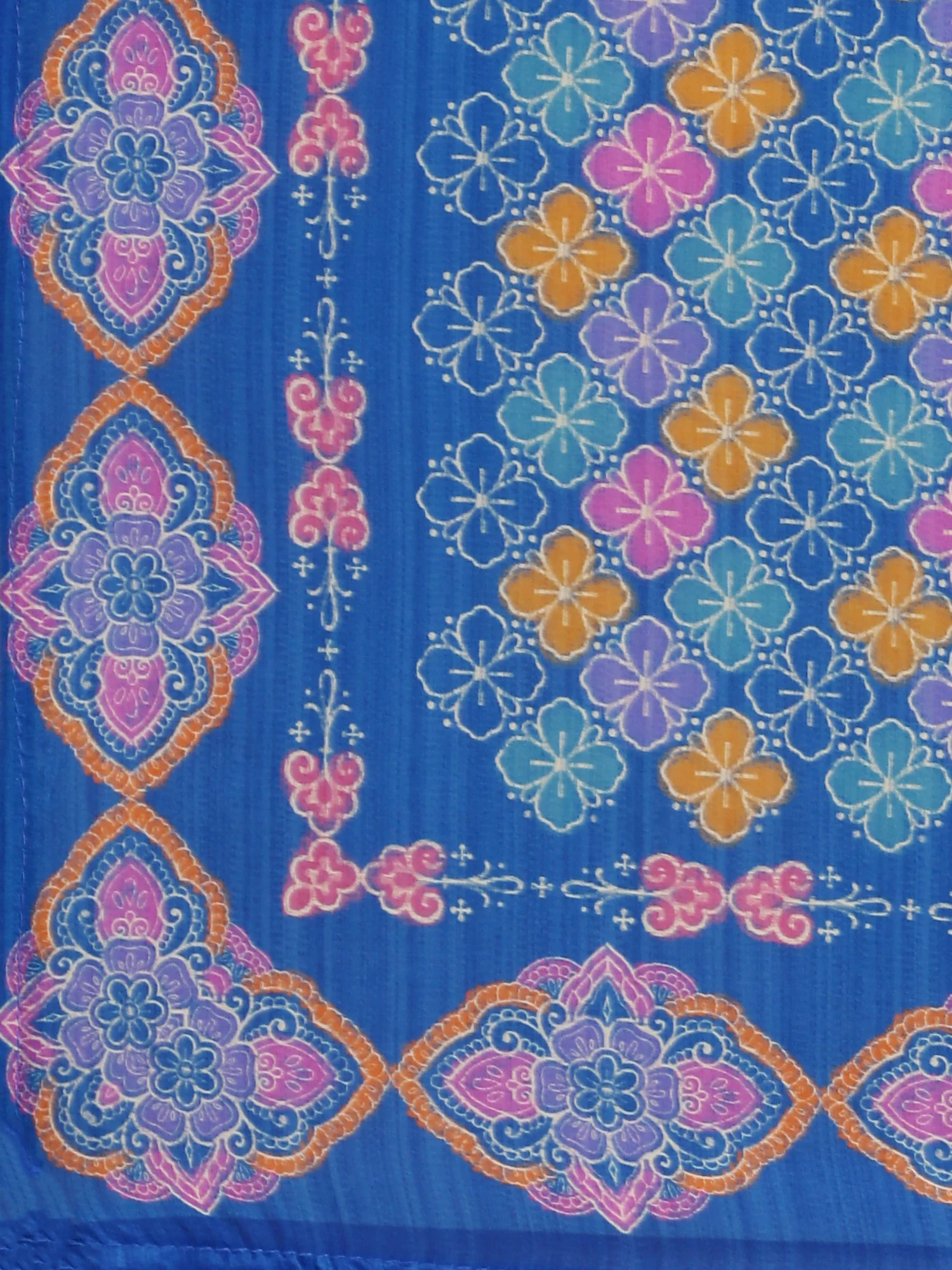 Royal Blue Crepe Printed Three Piece Suit Set - Image 8