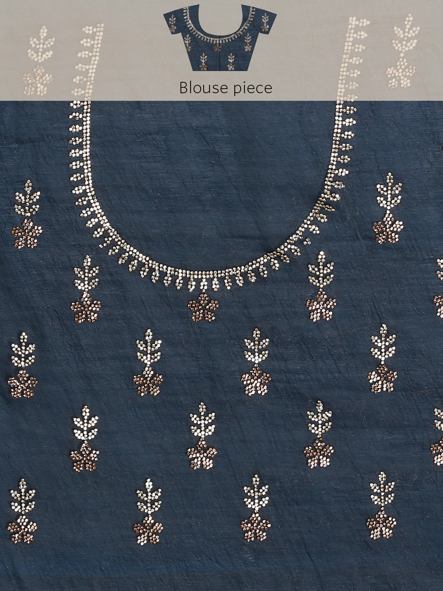 Royal blue jimmy tissue saree with Swarovski embroidery - Image 9
