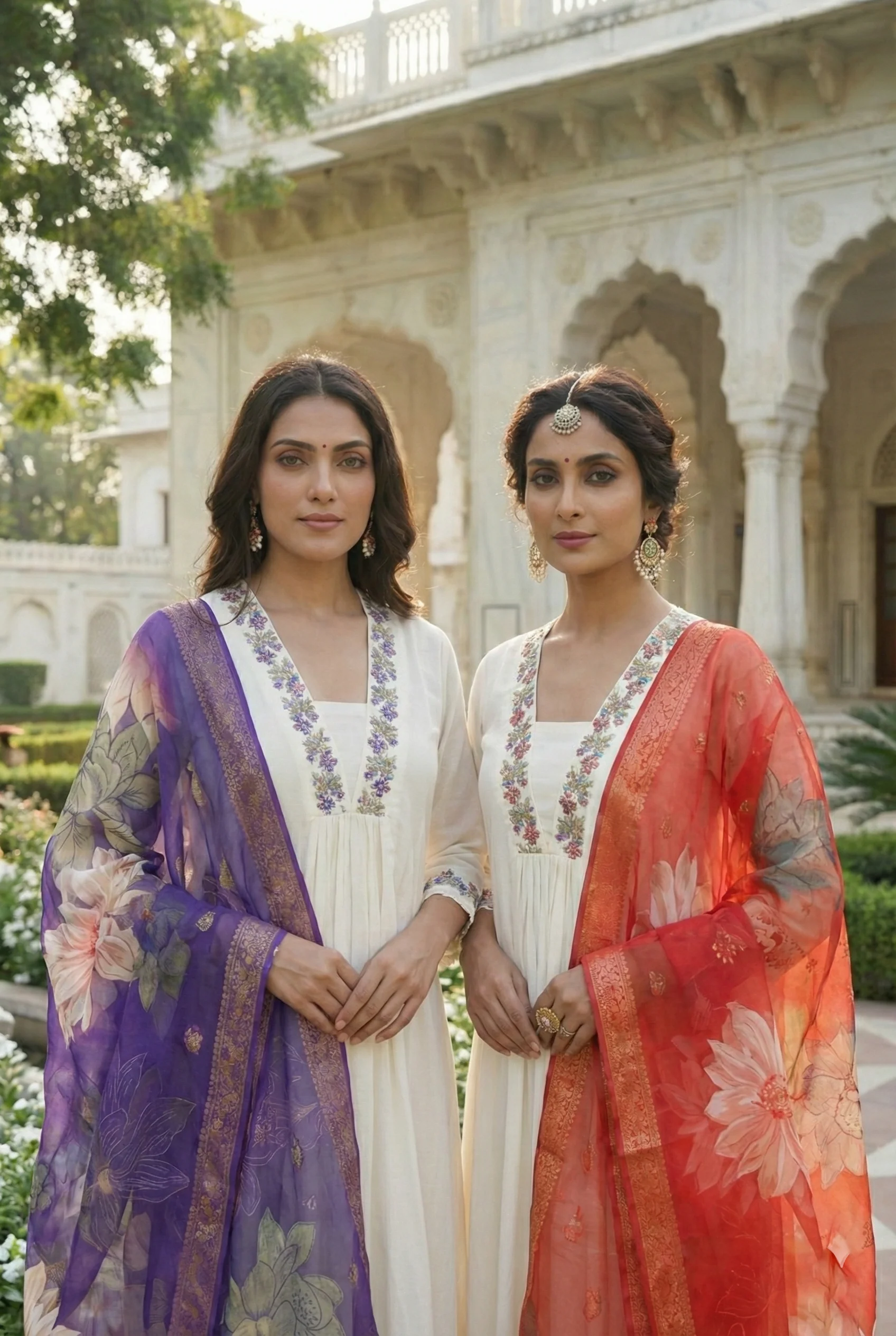 Rust Chanderi Hand Embroidery Three Piece Set - Image 7