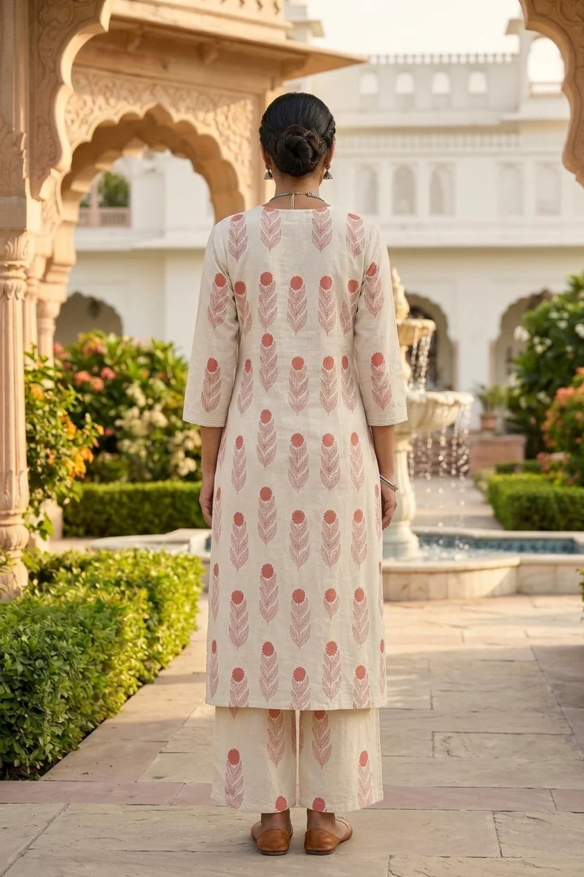 Rust Cotton Floral Printed Two Piece Set - Image 3