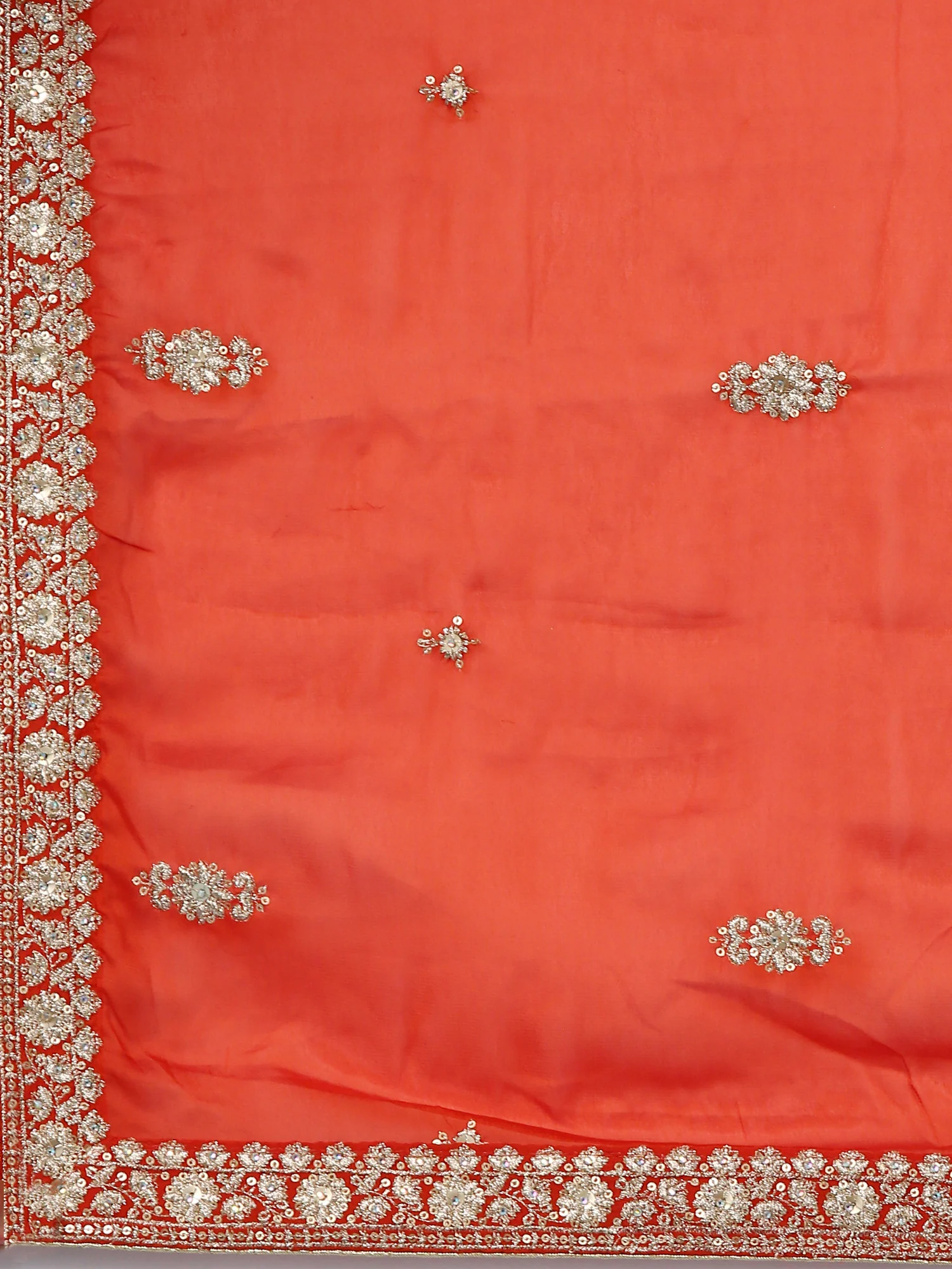 Rust Georgette Hand Embroidery Ghagra Set - Image 7