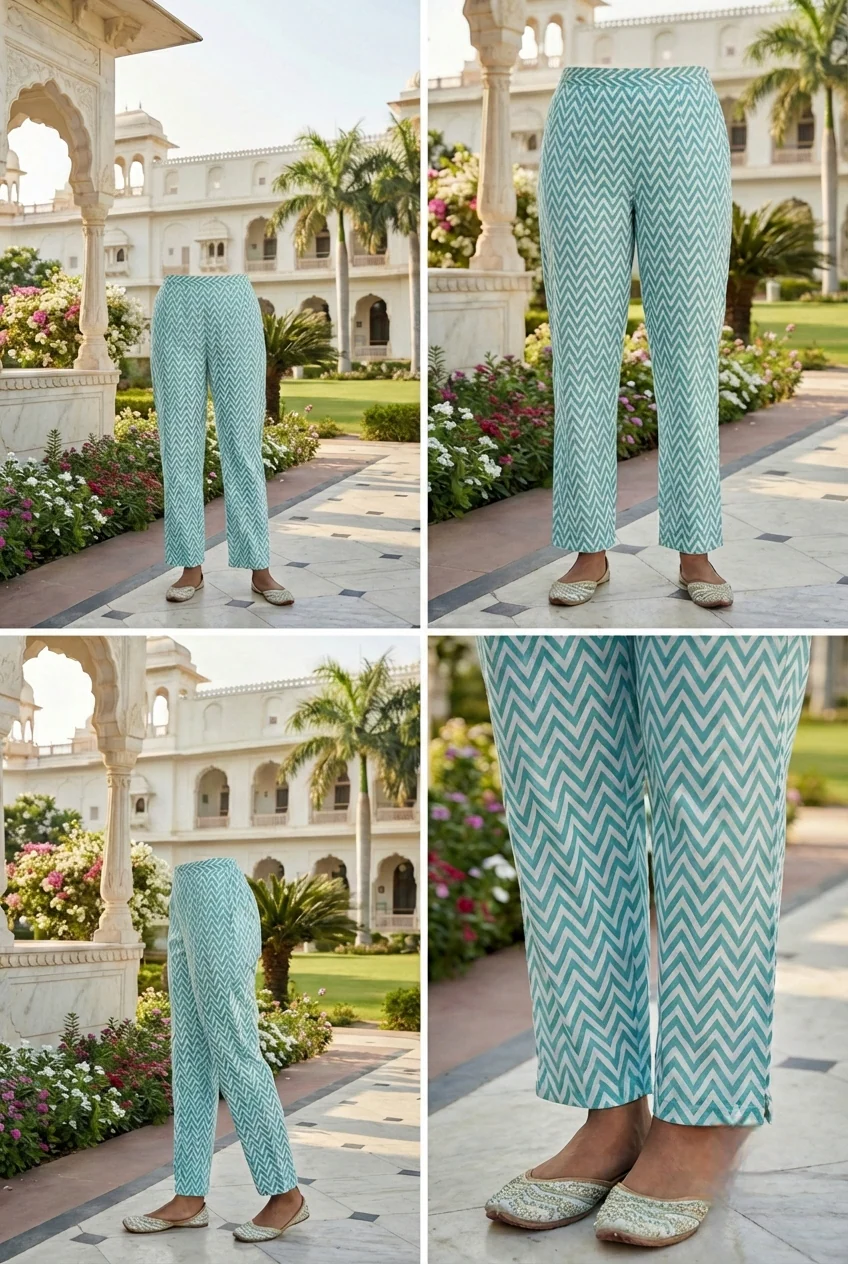 Sea Green Cotton Floral Printed Two Piece Set - Image 6