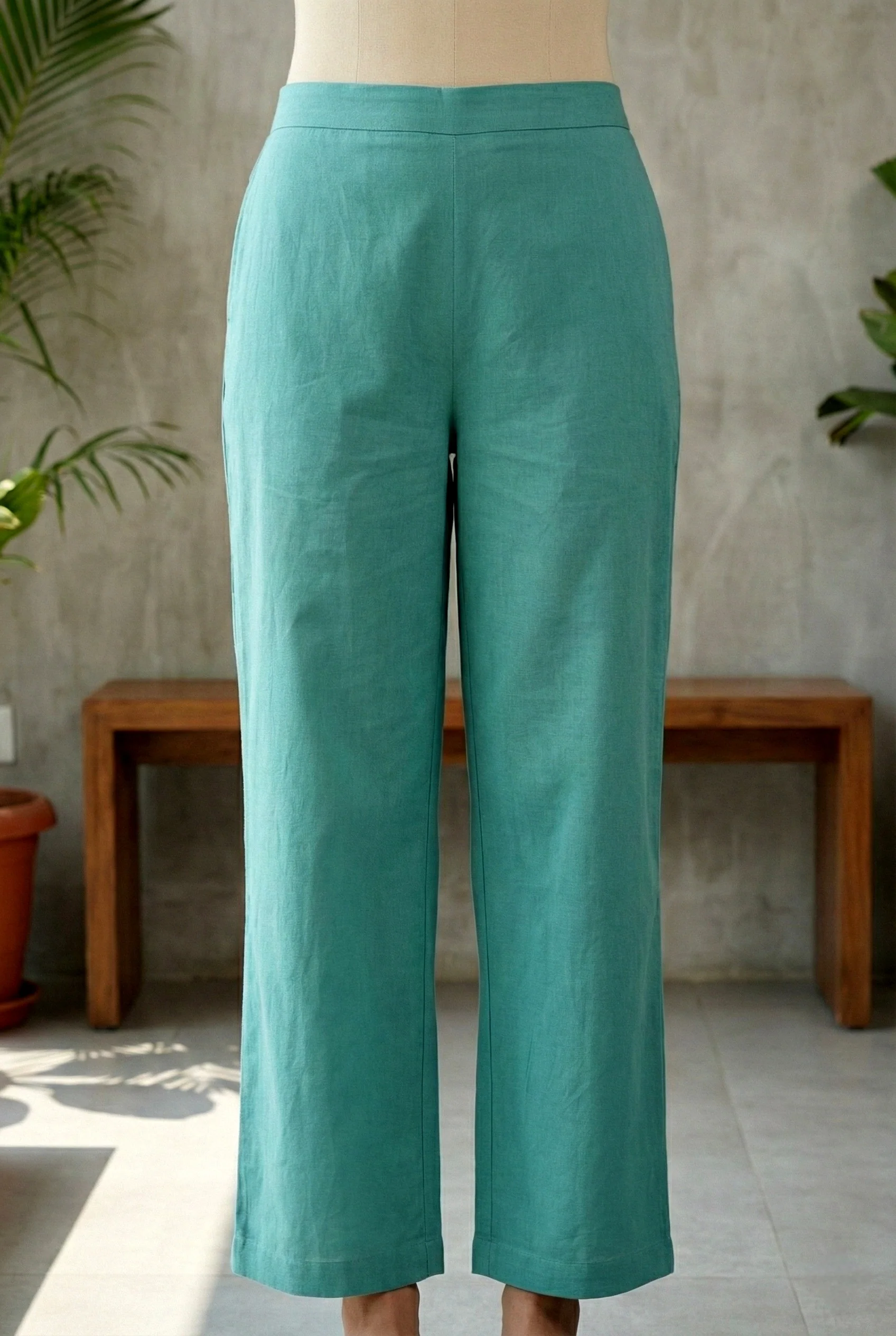 Sea Green Cotton Floral Thread Embroidery Two Piece Set - Image 6