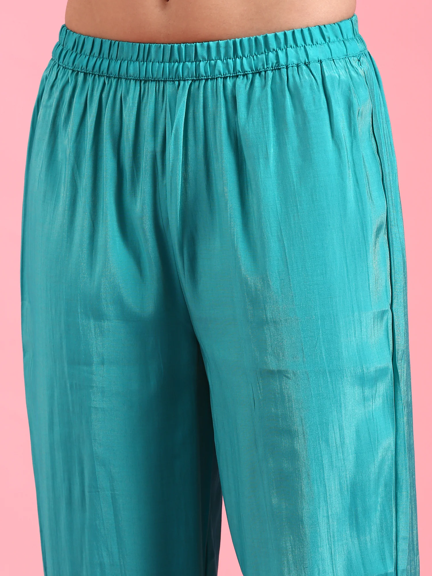 Sea Green Vichithraa Silk Anarkali Three Piece Suit Set - Image 6