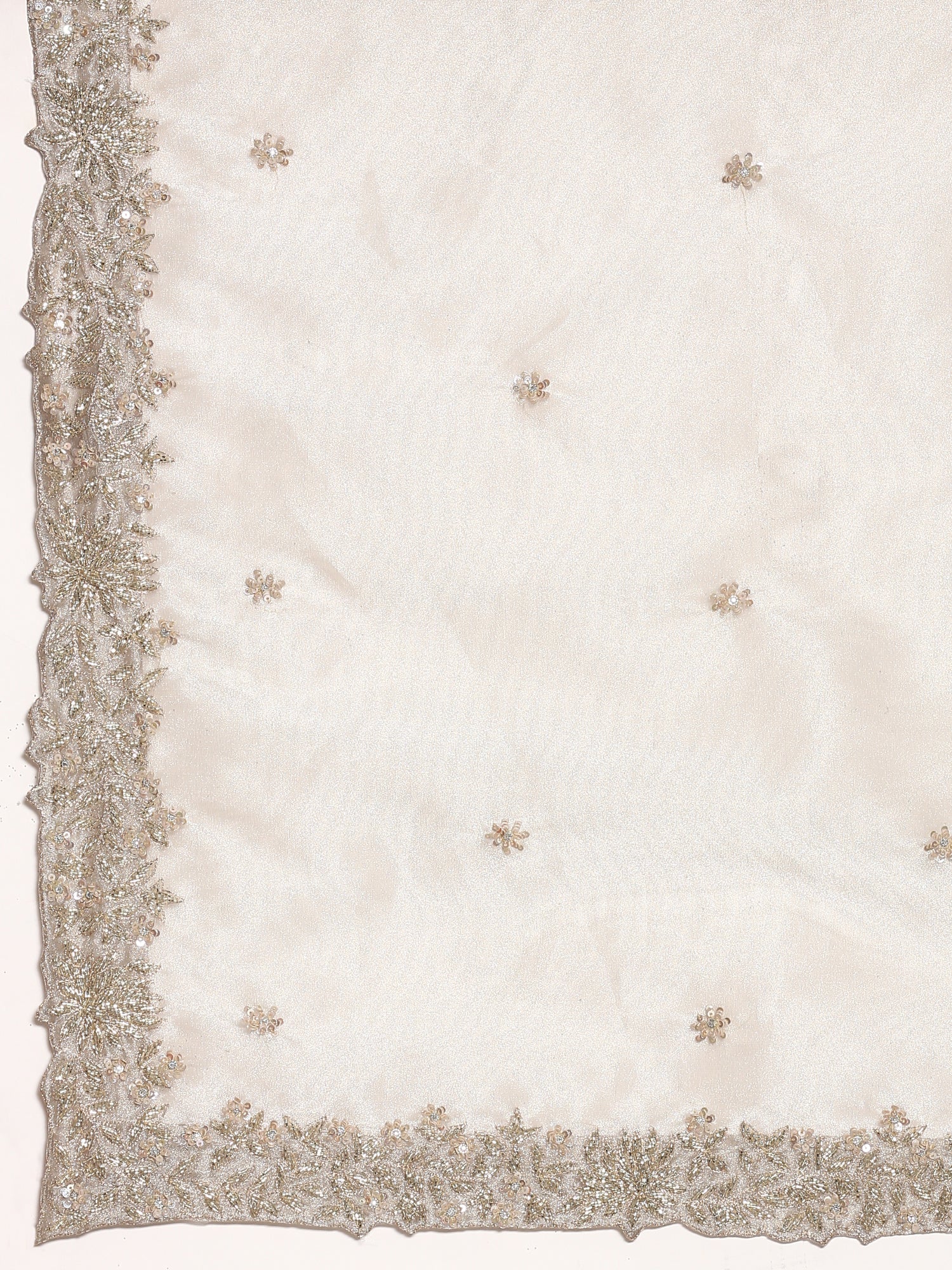Silver tissue saree with Zari embroidery and contrast blouse - Image 5