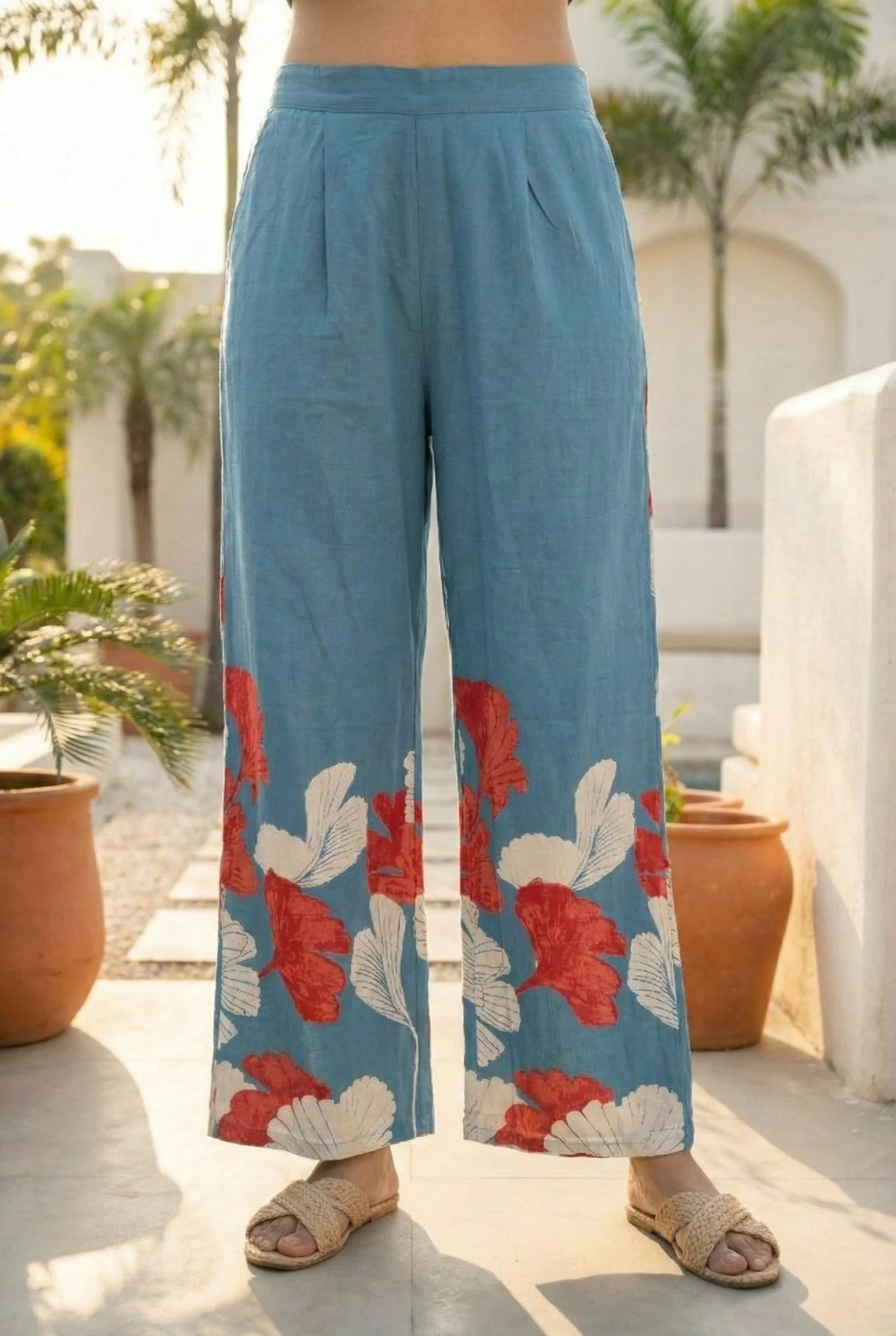 Teal Cotton Digital Printed Two Piece Set - Image 6