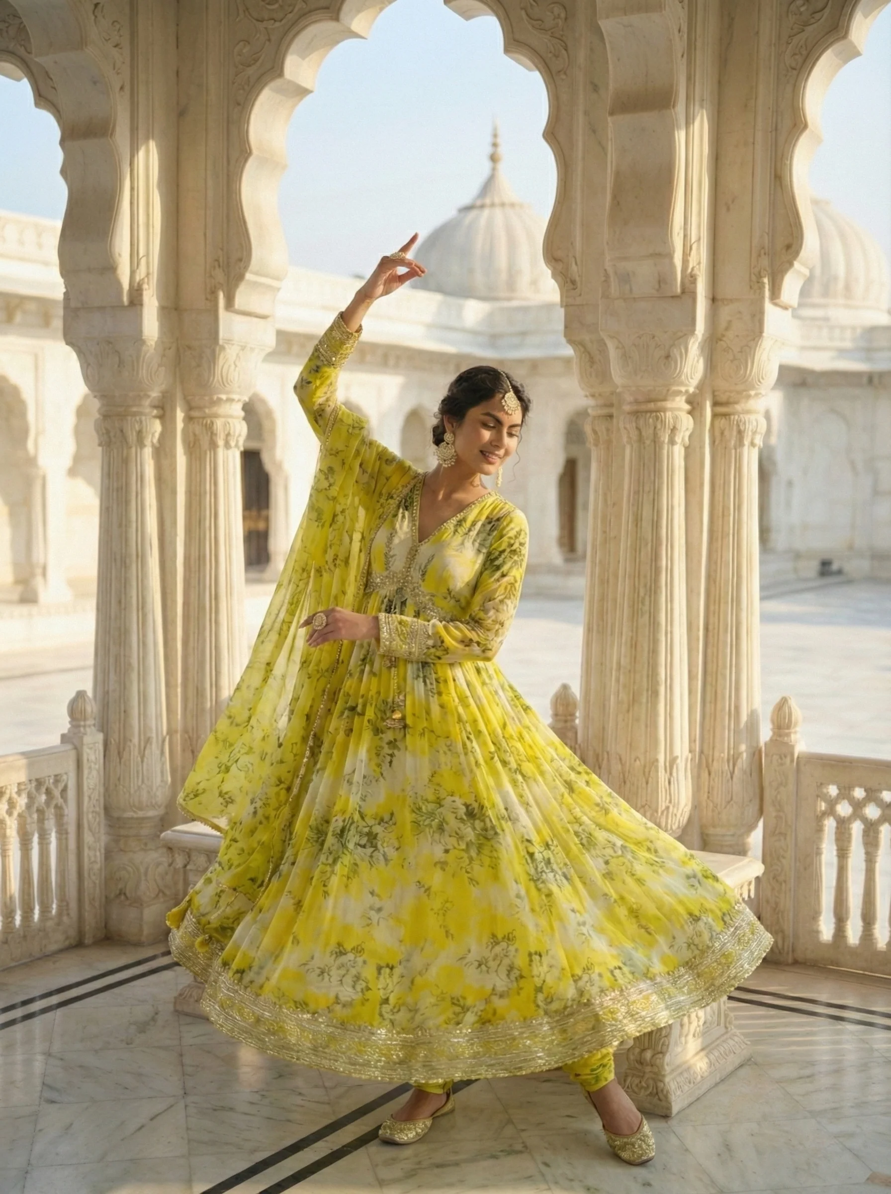 Variyali Green Crepe Floral Anarkali Set - Image 2