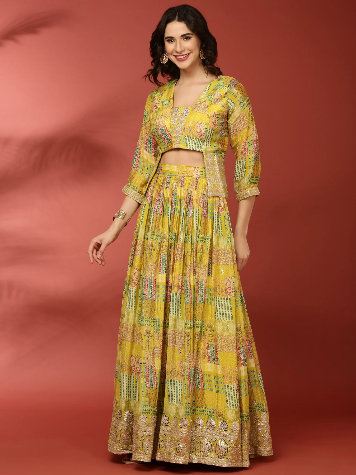 Variyali Green Crepe Printed Ghagra Set - Image 3