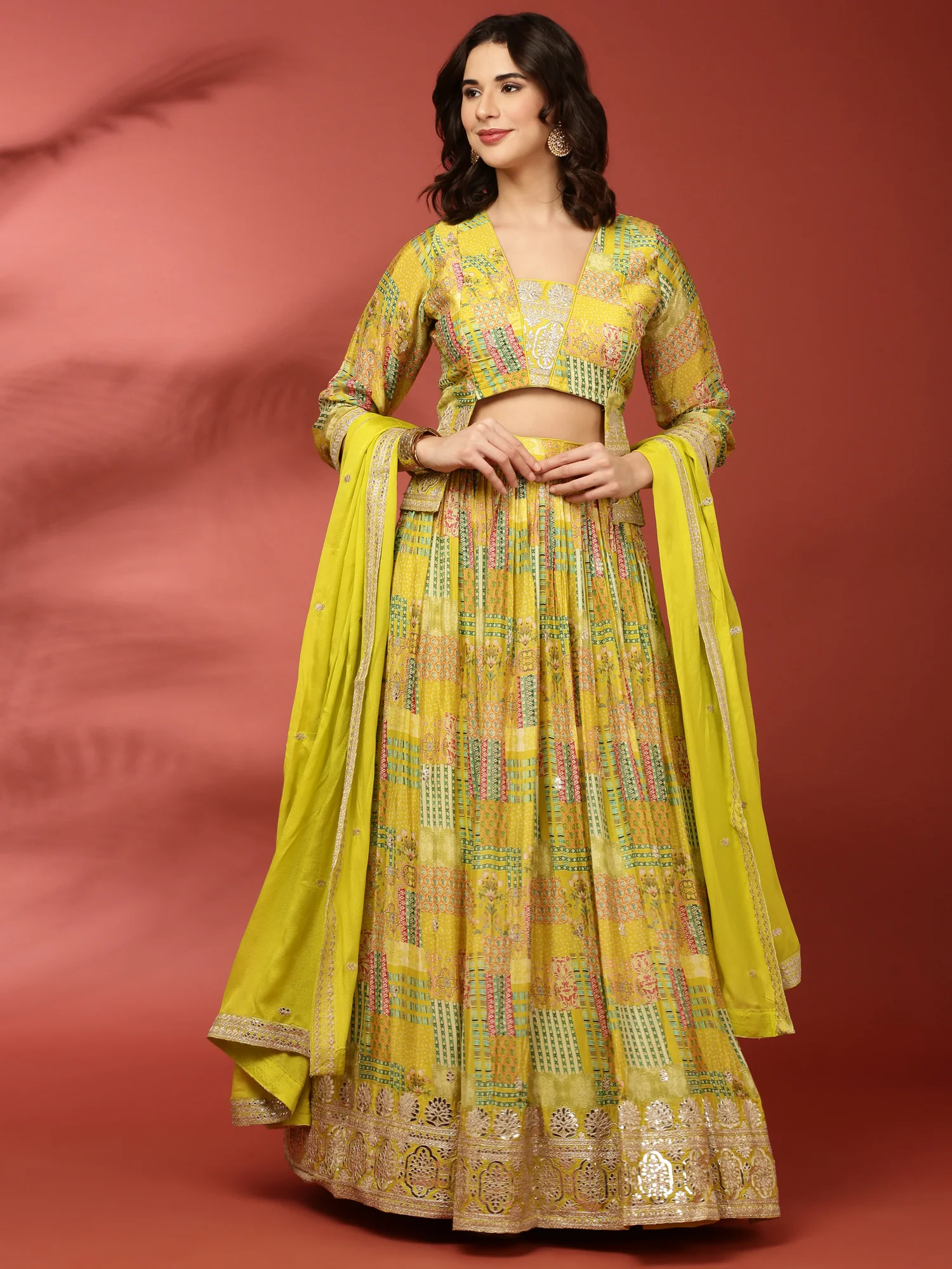 Variyali Green Crepe Printed Ghagra Set - Image 5