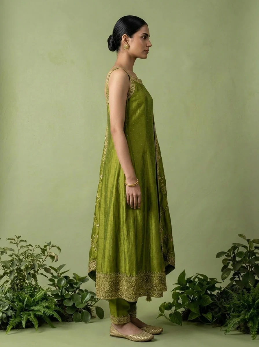 Variyali Green Silk Three Piece Set - Image 3