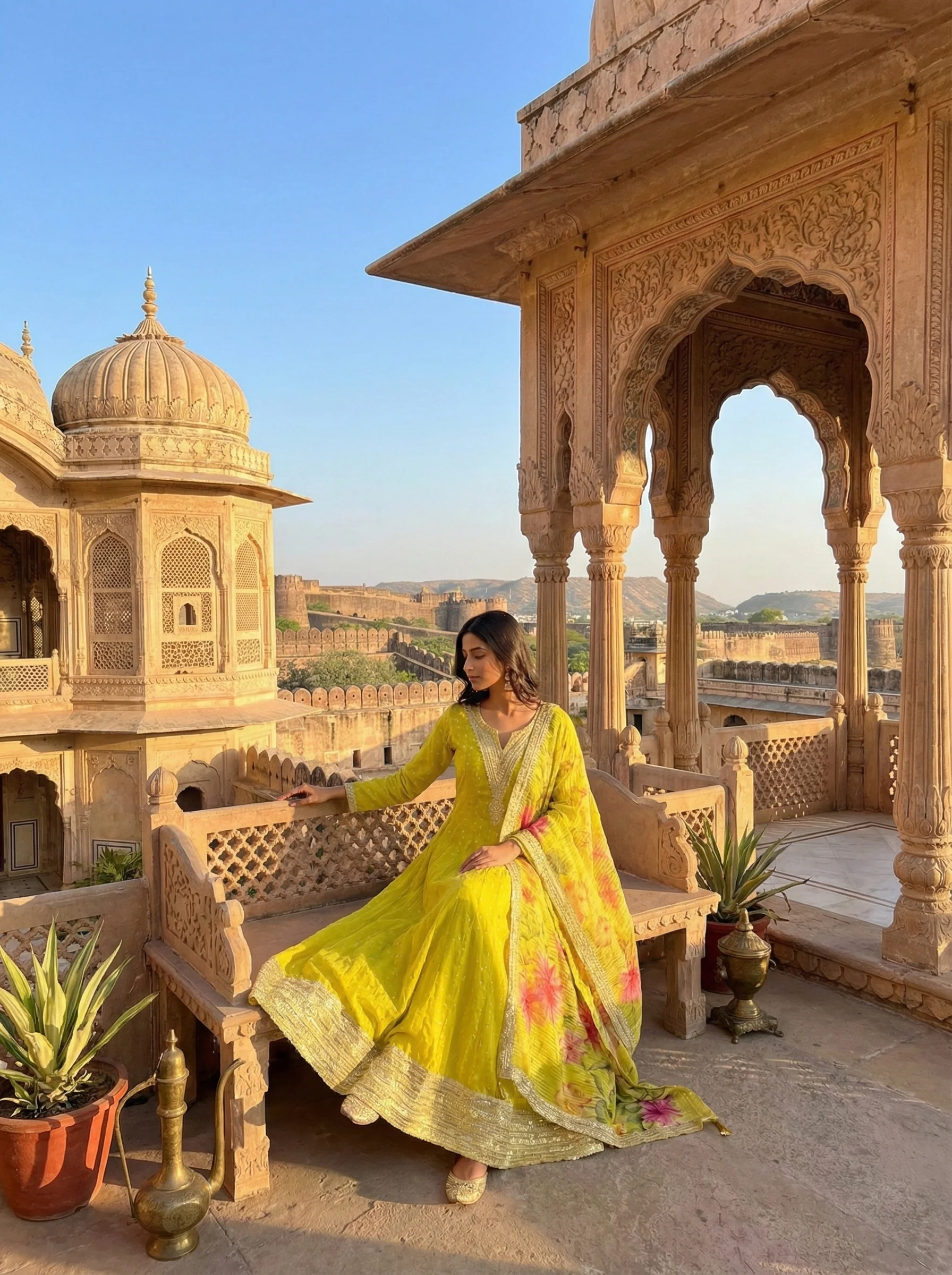 Variyali Green Tissue Fabric Anarkali Set - Image 5