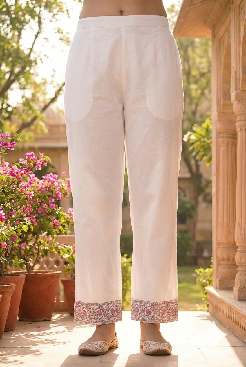 White Cotton Embroidery Three Piece Set - Image 4