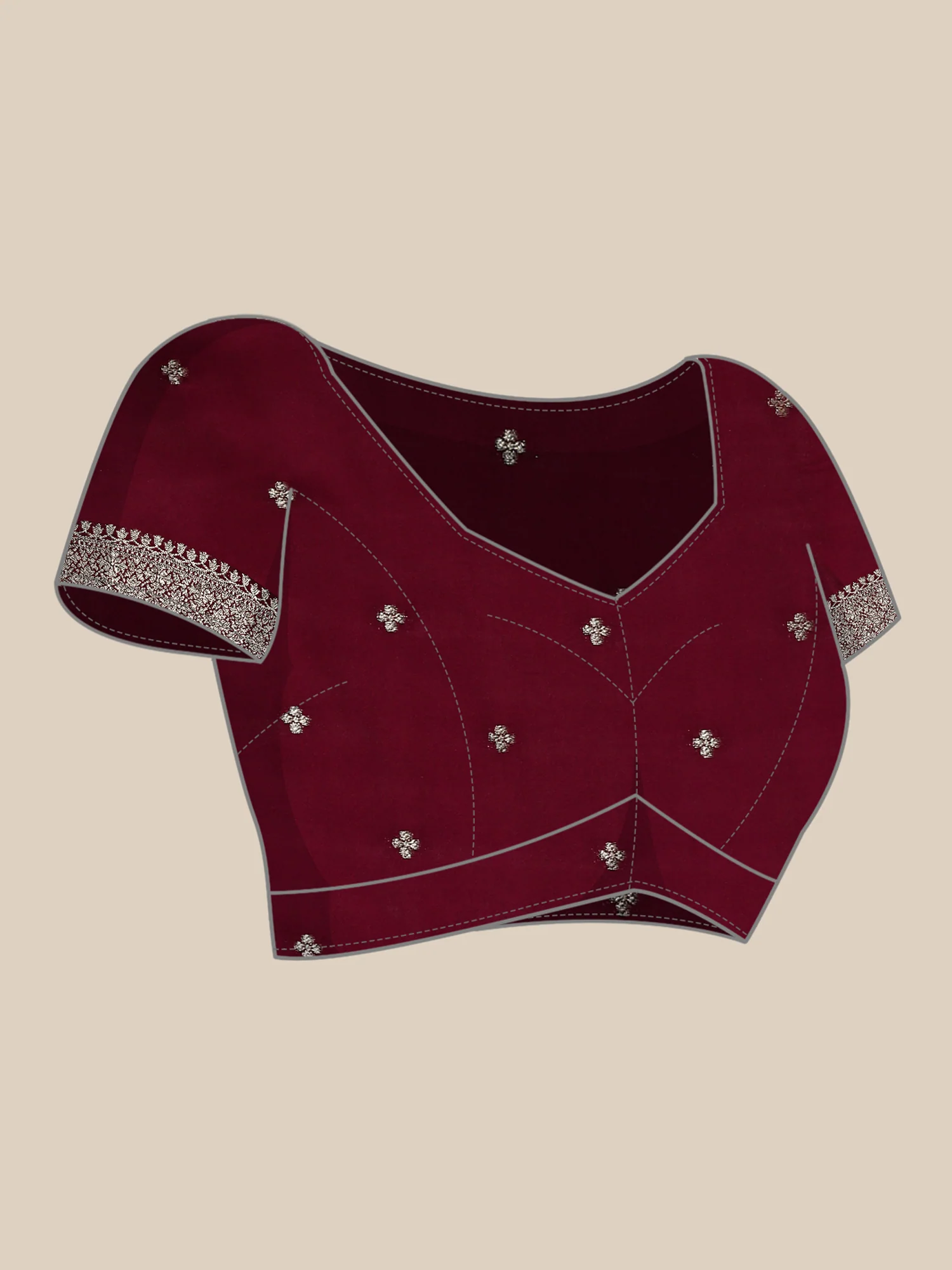 Wine banaras silk saree with gold and silver motifs - Image 8