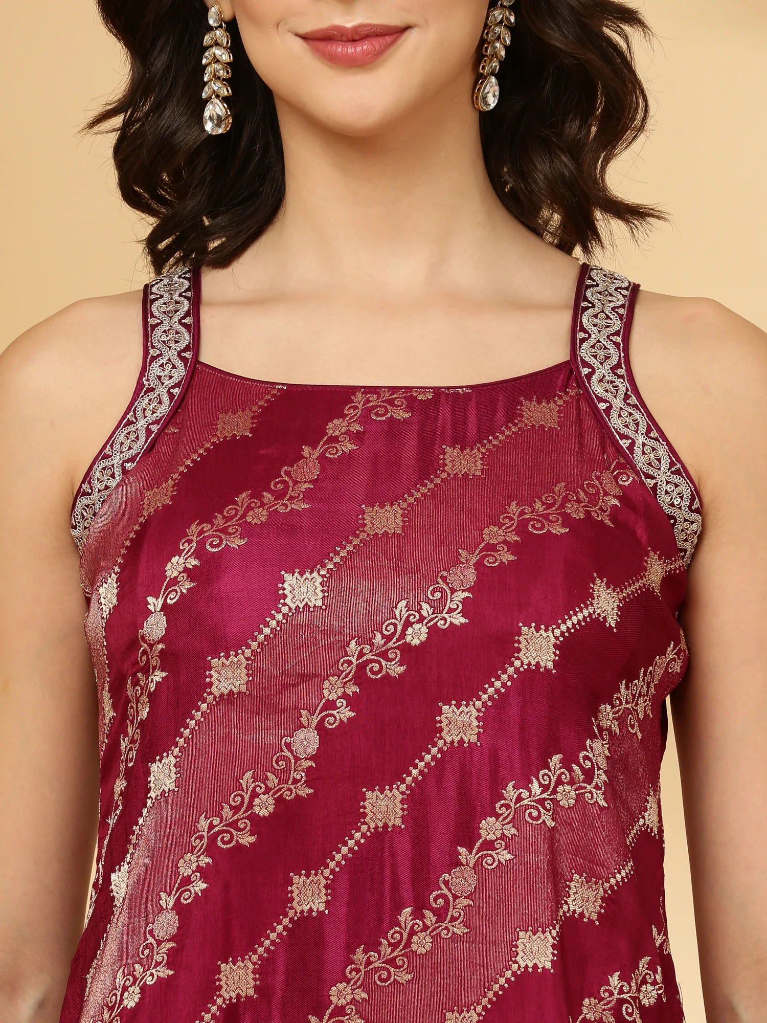 Wine Banaras Three Piece Set - Image 5