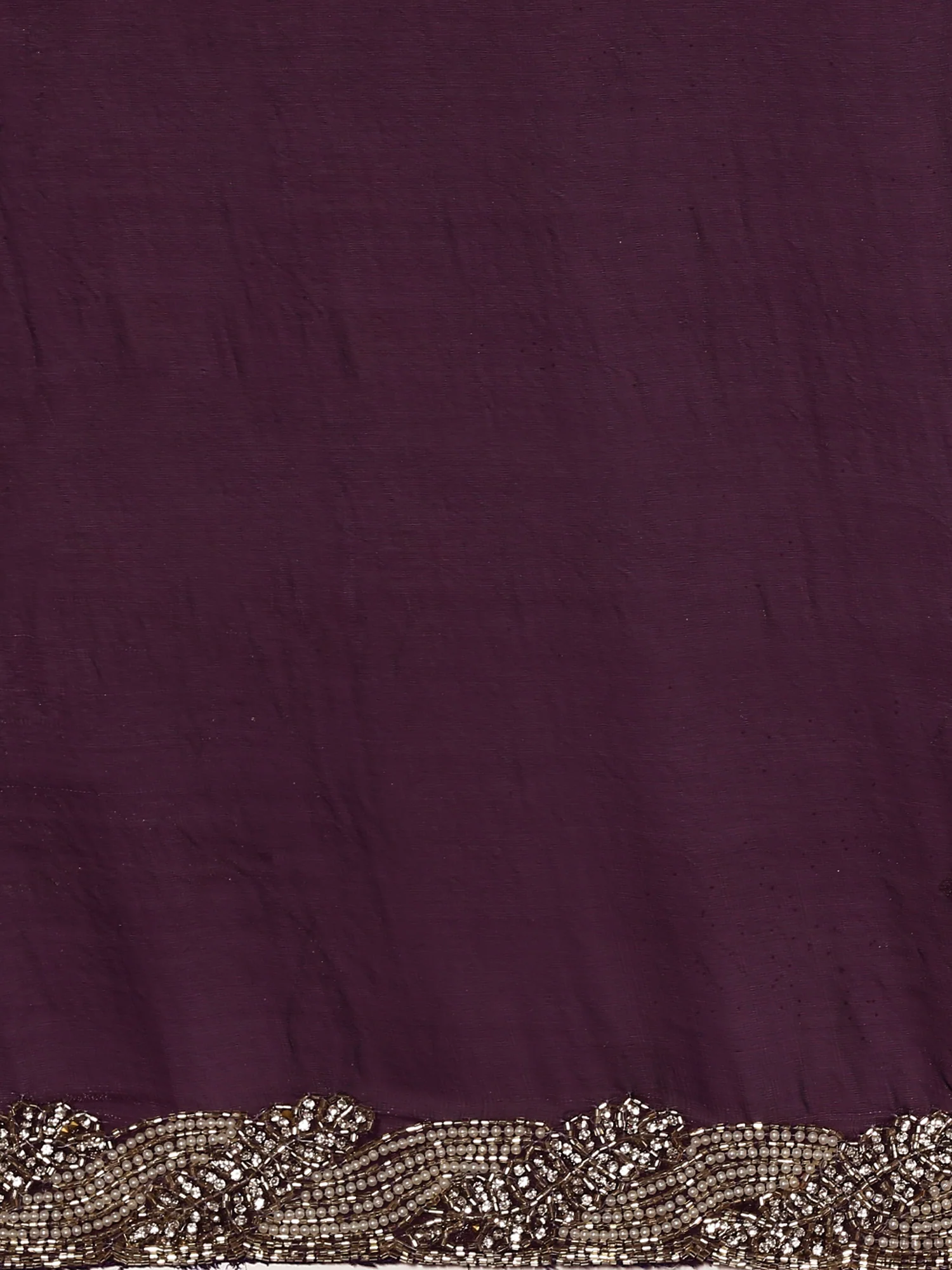 Purple Satin Saree With Hand Embroidery Saree - Image 5