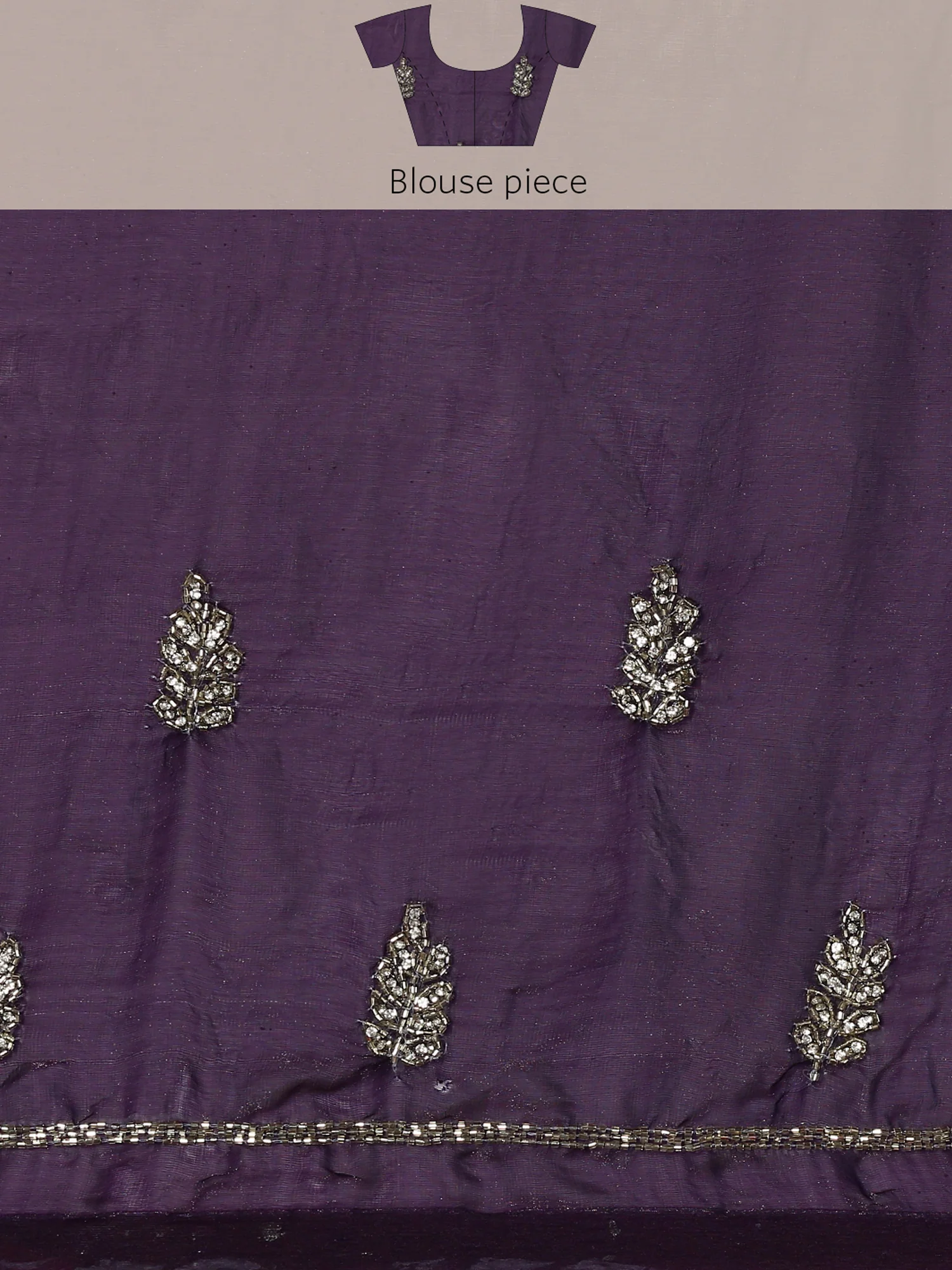 Purple Satin Saree With Hand Embroidery Saree - Image 9