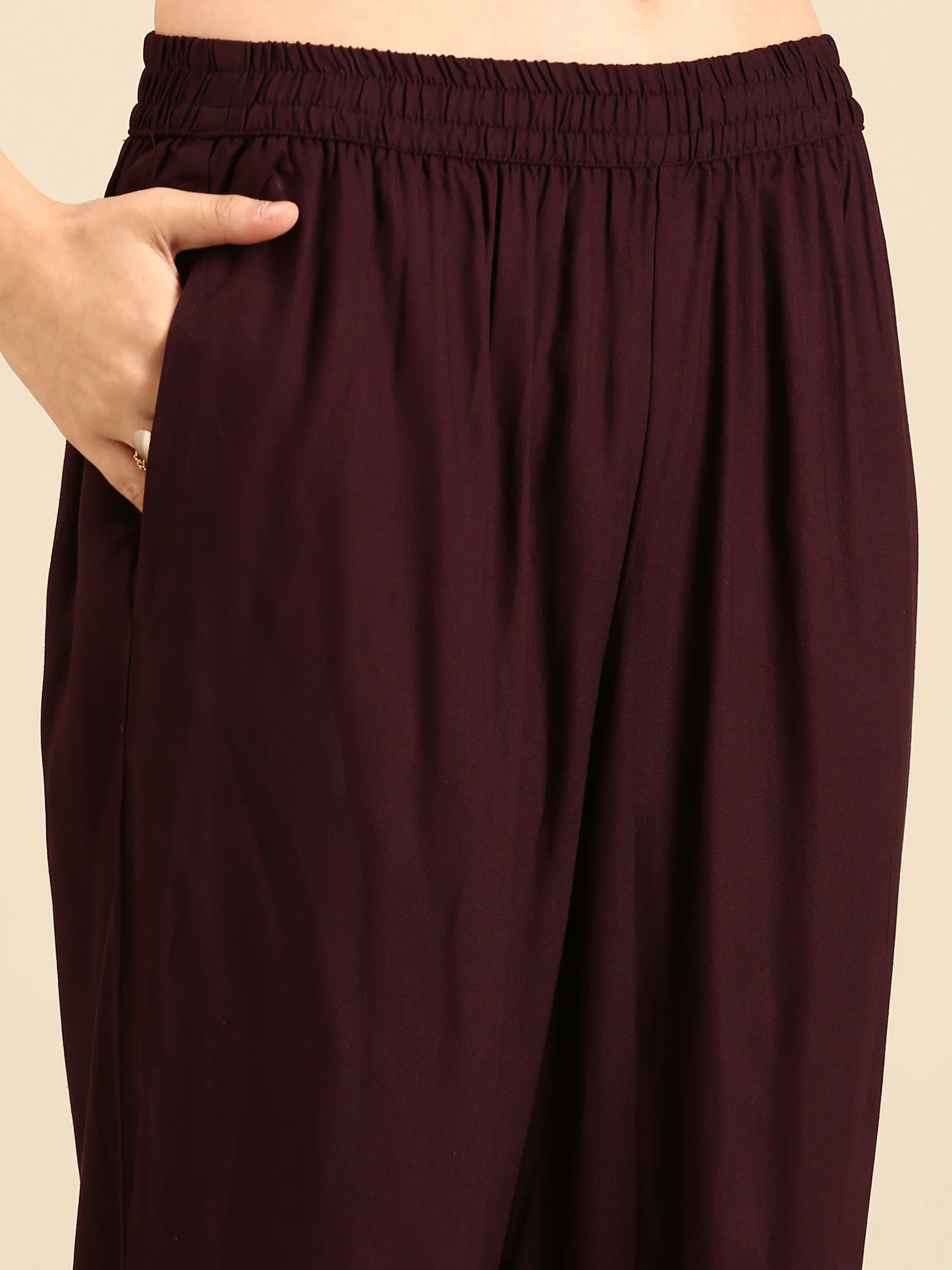 Wine Muslin Fabric three piece palazzo suit - Image 6