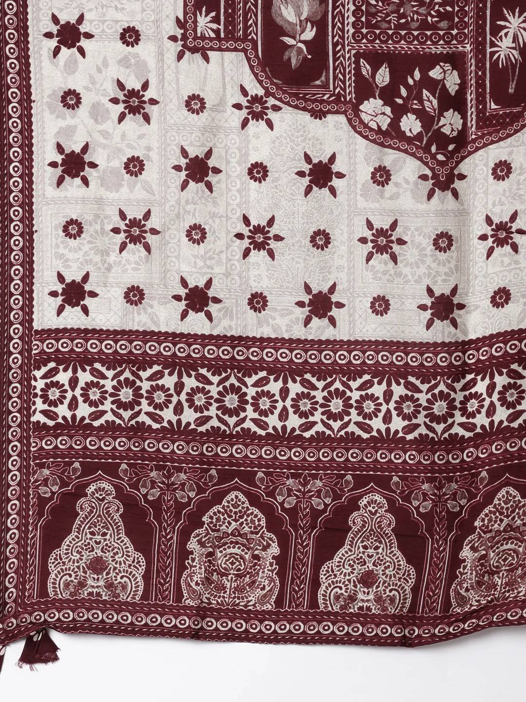 Wine Muslin Printed Three Piece Set - Image 7
